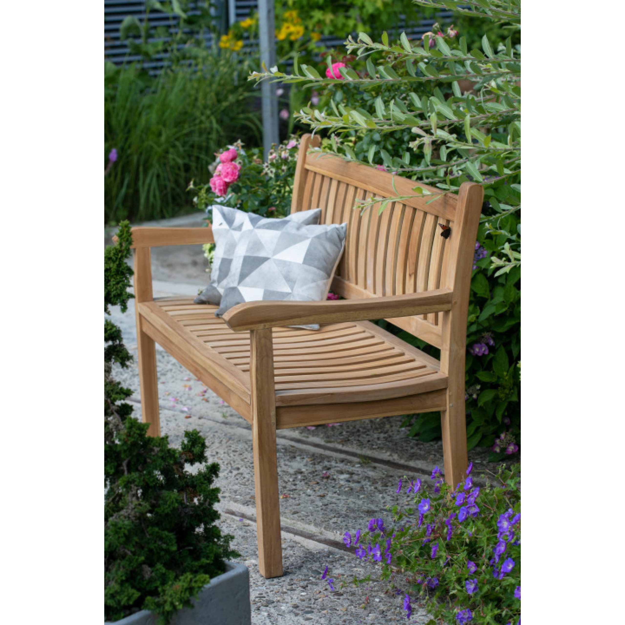 deVries Sitzbank deVries Gartenbank FLORENCE aus Teakholz ergonomische Rückenlehne