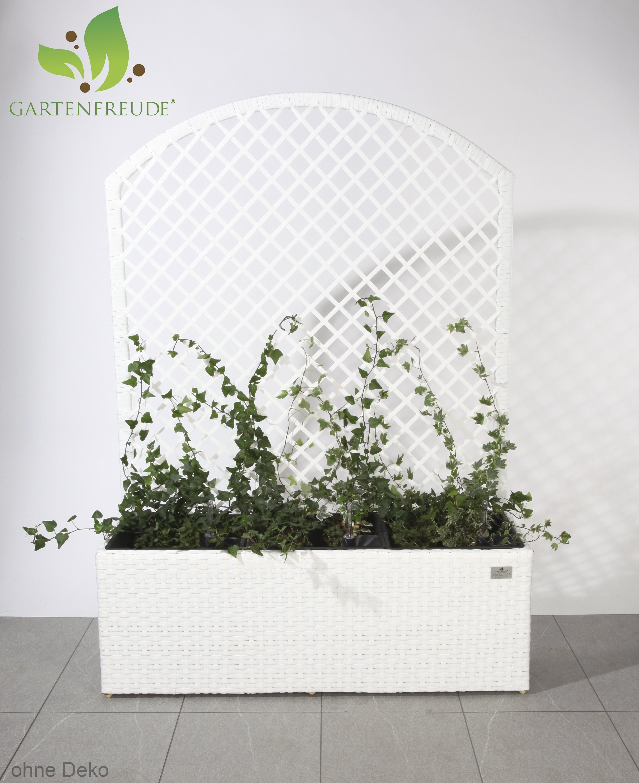 Gartenfreude Blumenkasten Pflanzkübel Polyrattan Blumenkasten Weiß