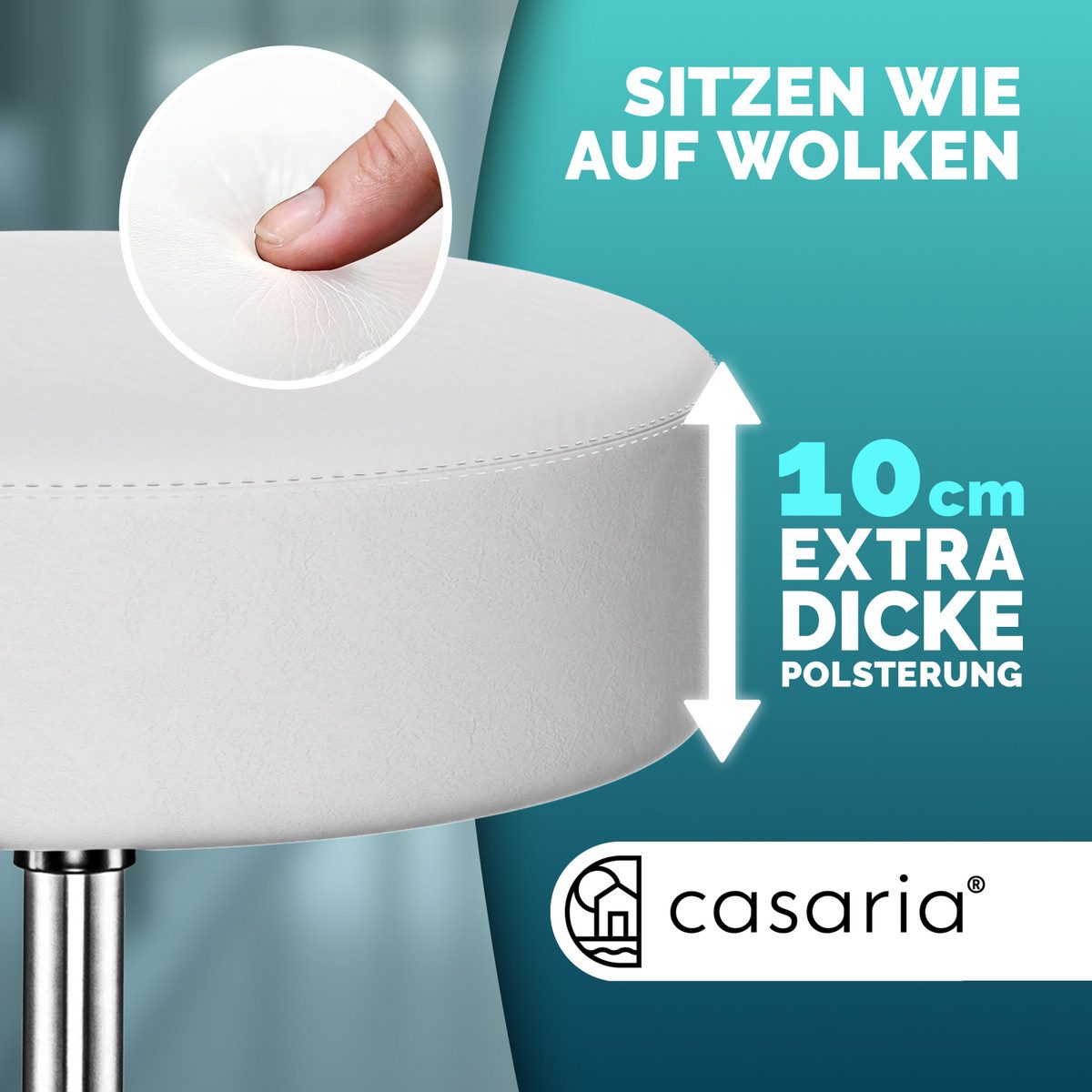 Casaria Drehhocker, Höhenverstellbar 10cm Polsterung 46-60cm günstig online kaufen