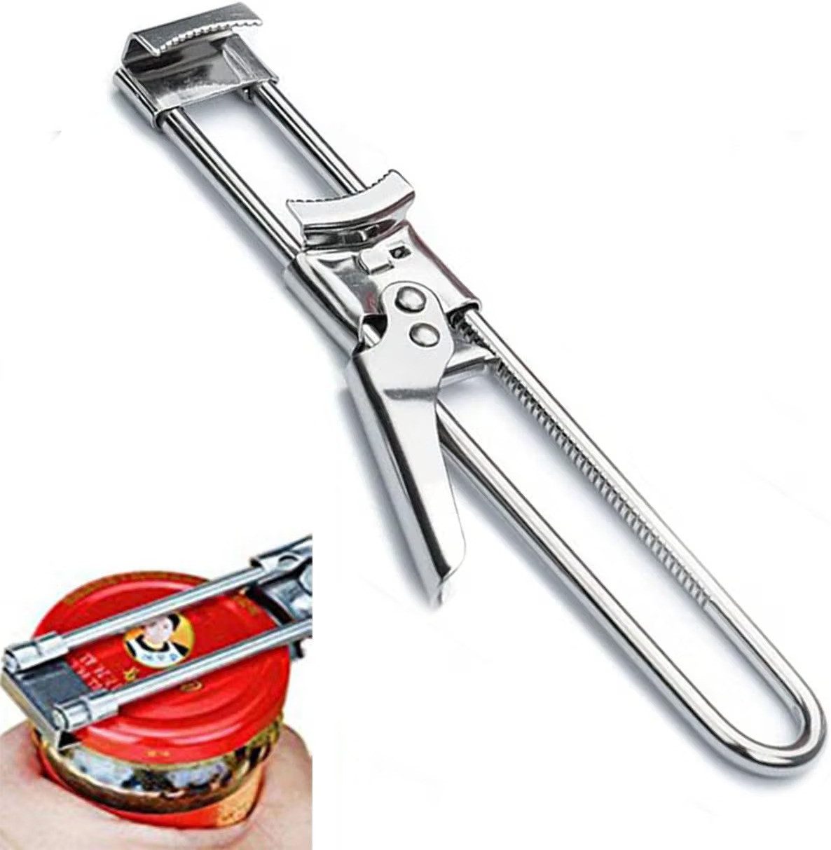 Veluna Home Flaschenöffner Deckelöffner Edelstahl verstellbar für Gläser, Flaschen & Senioren (2-tlg)