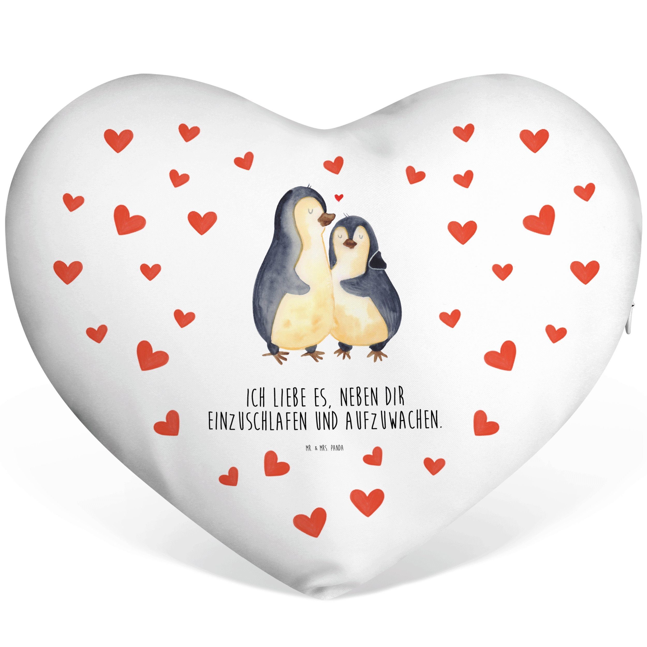 Mr. & Mrs. Panda Dekokissen Pinguine Einschlafen - Weiß - Geschenk, für Ehemann, Geschenk für Fre | Dekokissen