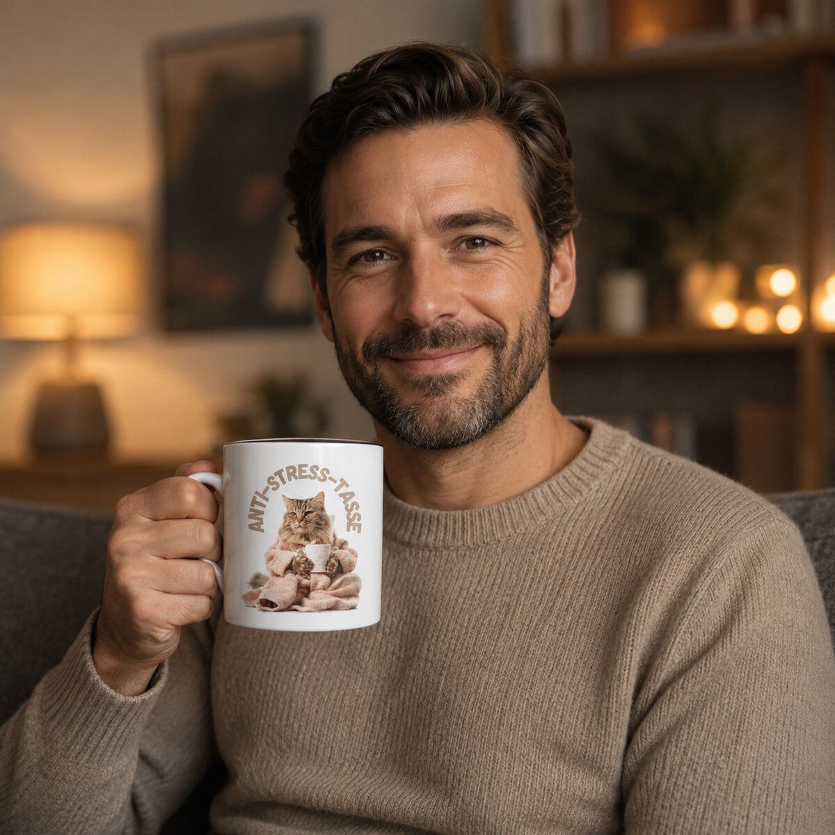 WS-Trend Tasse Katze Anti Stress Keramik Kaffeetasse Teetasse Geschenke, 1-tlg., Keramik, 325 ml – Bild 5 von 5