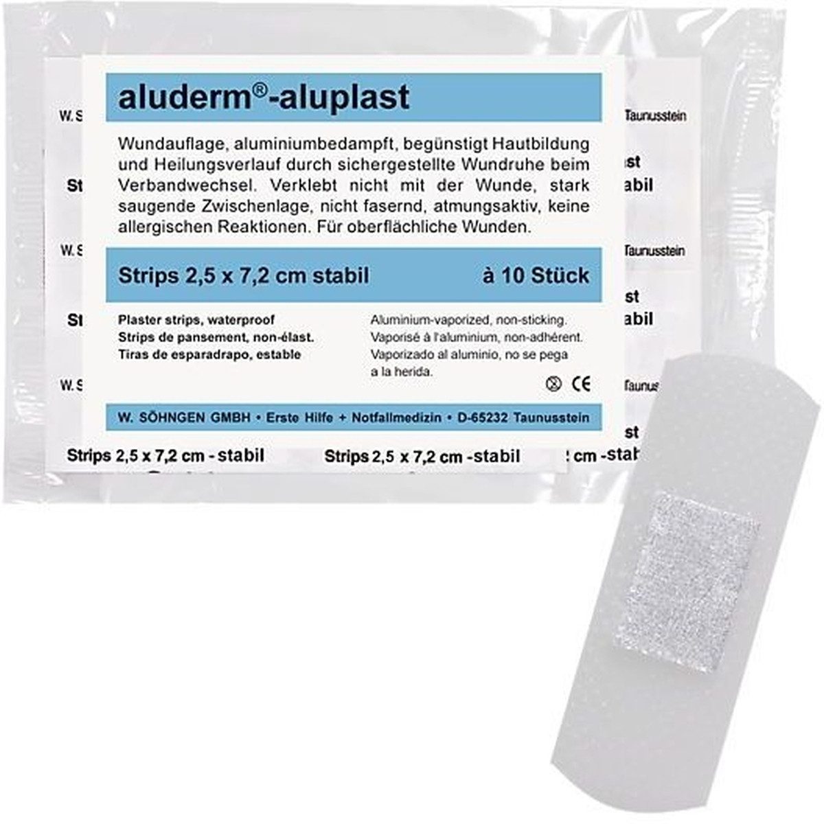 Söhngen Erste-Hilfe-Set Wundpflaster aluderm-aluplast stabil Strips 2,5x7,2cm VE=10 Stück