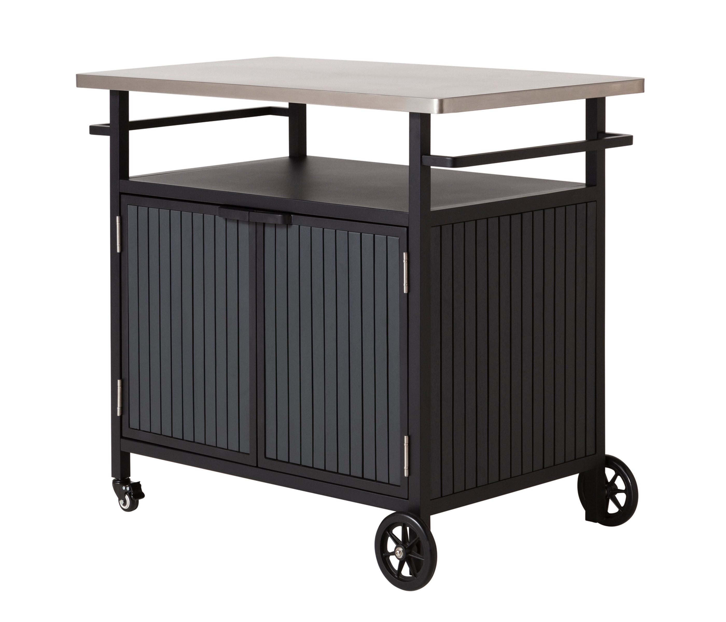 Dehner Outdoor-Küche Grillwagen Alvor, mit Rollen / Bremse, 107 x 96 x 65 cm (B/H/T), mobile Arbeitsfläche mit Edelstahlplatte und zusätzlichem Stauraum