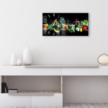 DEQORI Wanduhr 'Sauberes Obst und Gemüse' (Glas Glasuhr modern Wand Uhr Design Küchenuhr)