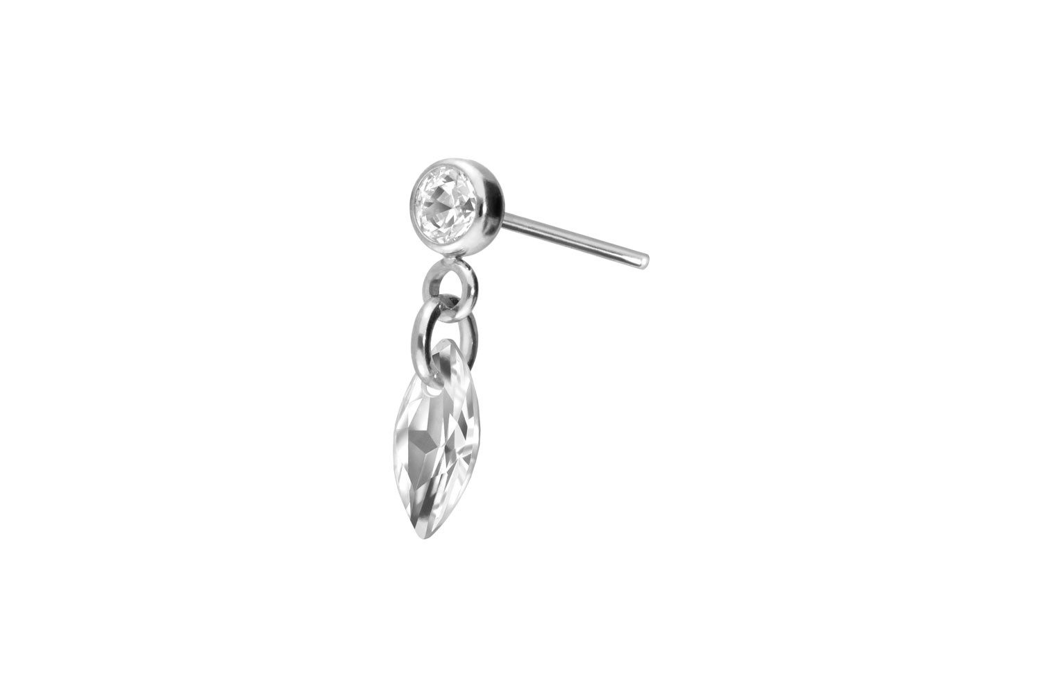 Piercing-Set Titan Aufsatz mit Push Pin KRISTALLOVAL