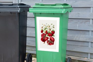 MuchoWow Wandsticker Lebensmittel - Erdbeeren - Obst (1 St), Mülleimer-aufkleber, Mülltonne, Sticker, Container, Abfalbehälter