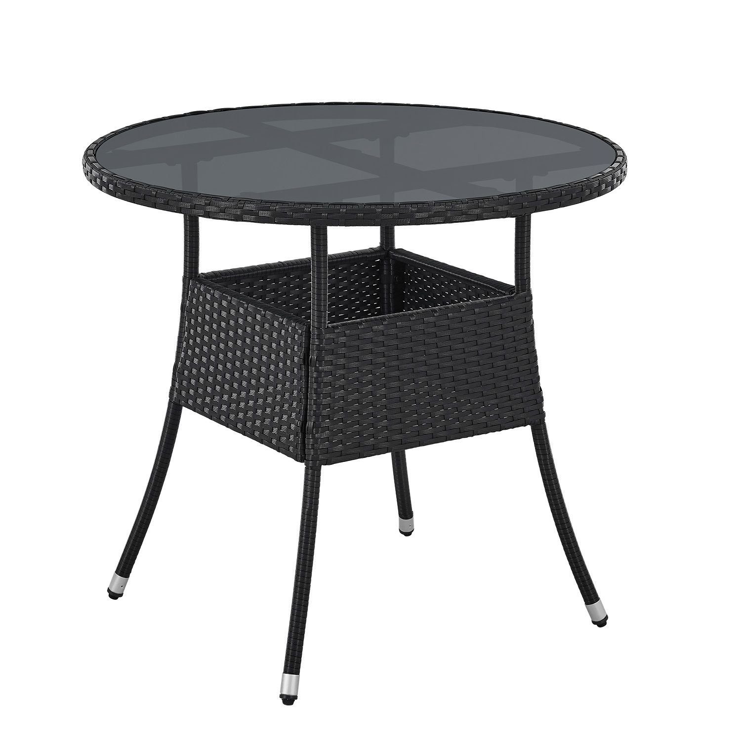 Juskys Gartentisch Yoro, rund, aus Polyrattan, günstig online kaufen