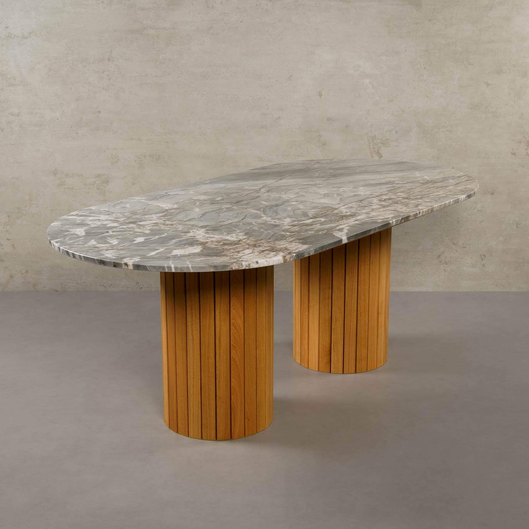 Tisch rund, ECHTEM Montana MARMOR, Atelier Venom Eichenholz 200x100x76cm mit Esstisch Esstisch Gestell, MAGNA
