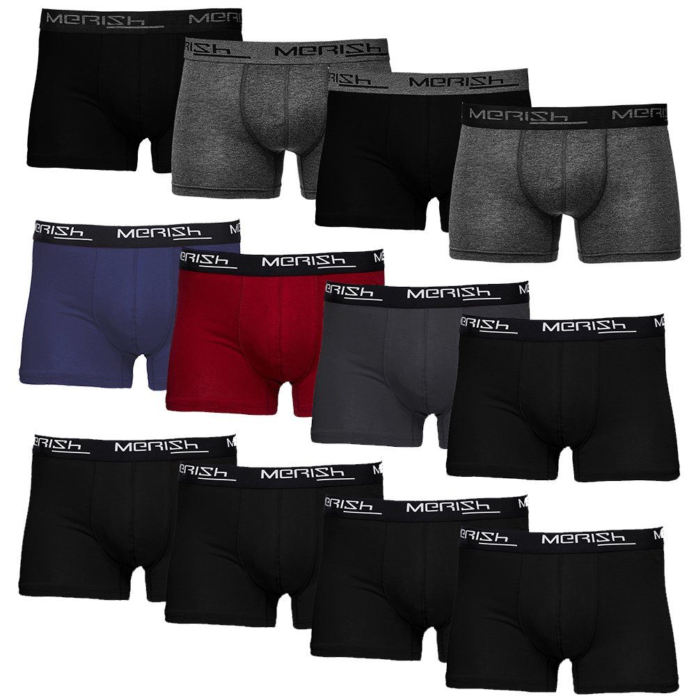 MERISH Boxershorts Herren Männer Qualität Baumwolle 218a-mehrfarbig Passform Pack) Unterhosen Premium (Vorteilspack, - perfekte 12er S 7XL