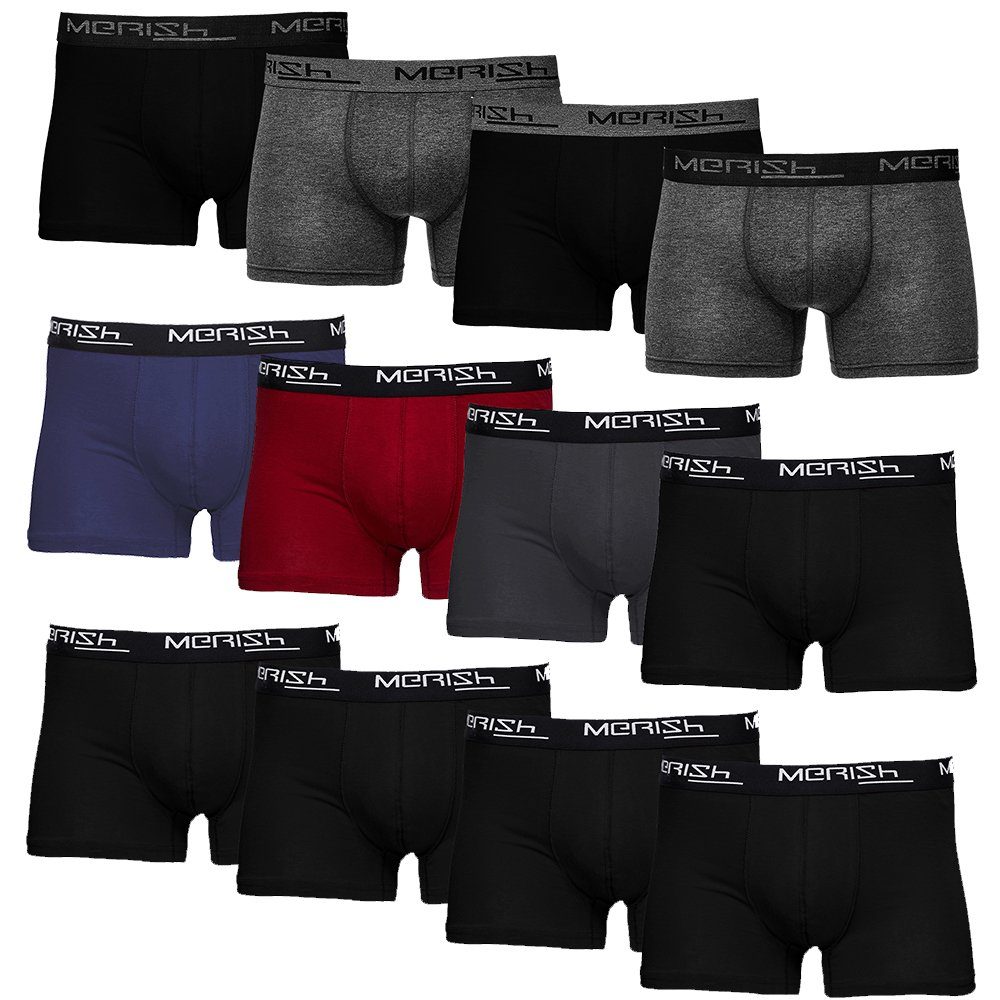 MERISH Boxershorts Herren perfekte Männer Pack) - 7XL (Vorteilspack, S Passform Premium 218a-mehrfarbig Qualität Unterhosen Baumwolle 12er