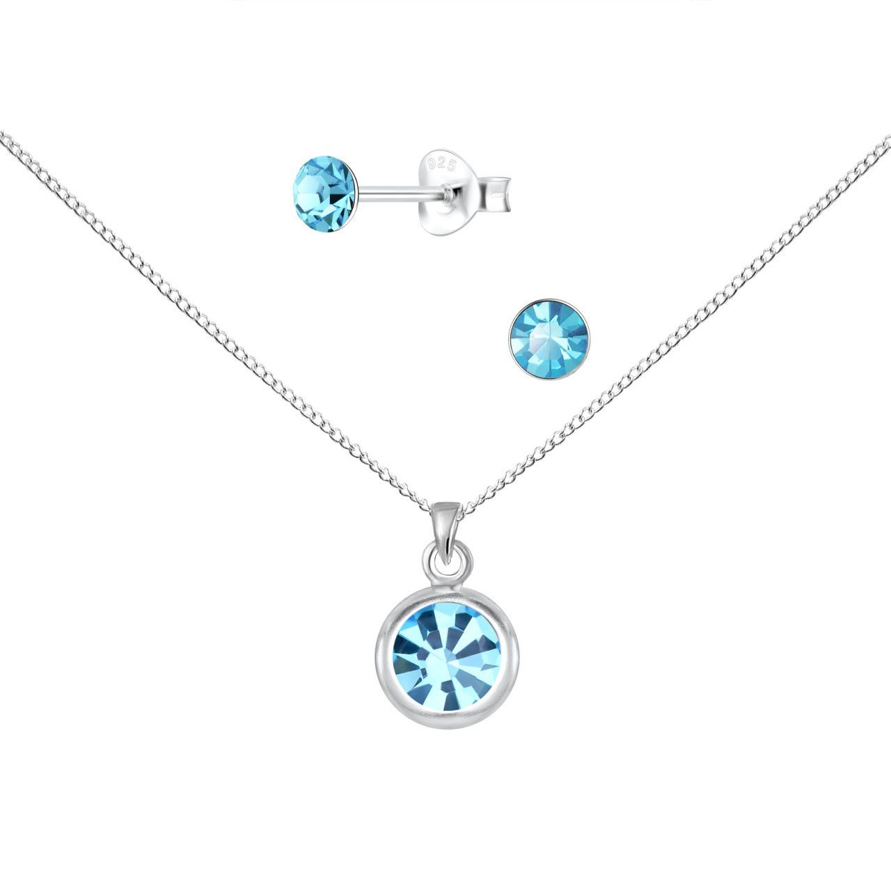 ALEXANDER YORK Schmuckset Kette mit Anhänger, Ohrstecker, SOLITÄR aqua, 4-t günstig online kaufen