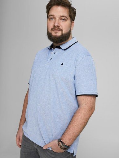 Jack & Jones PlusSize Poloshirt JJEPAULOS POLO SS NOOS PLS Hellblau