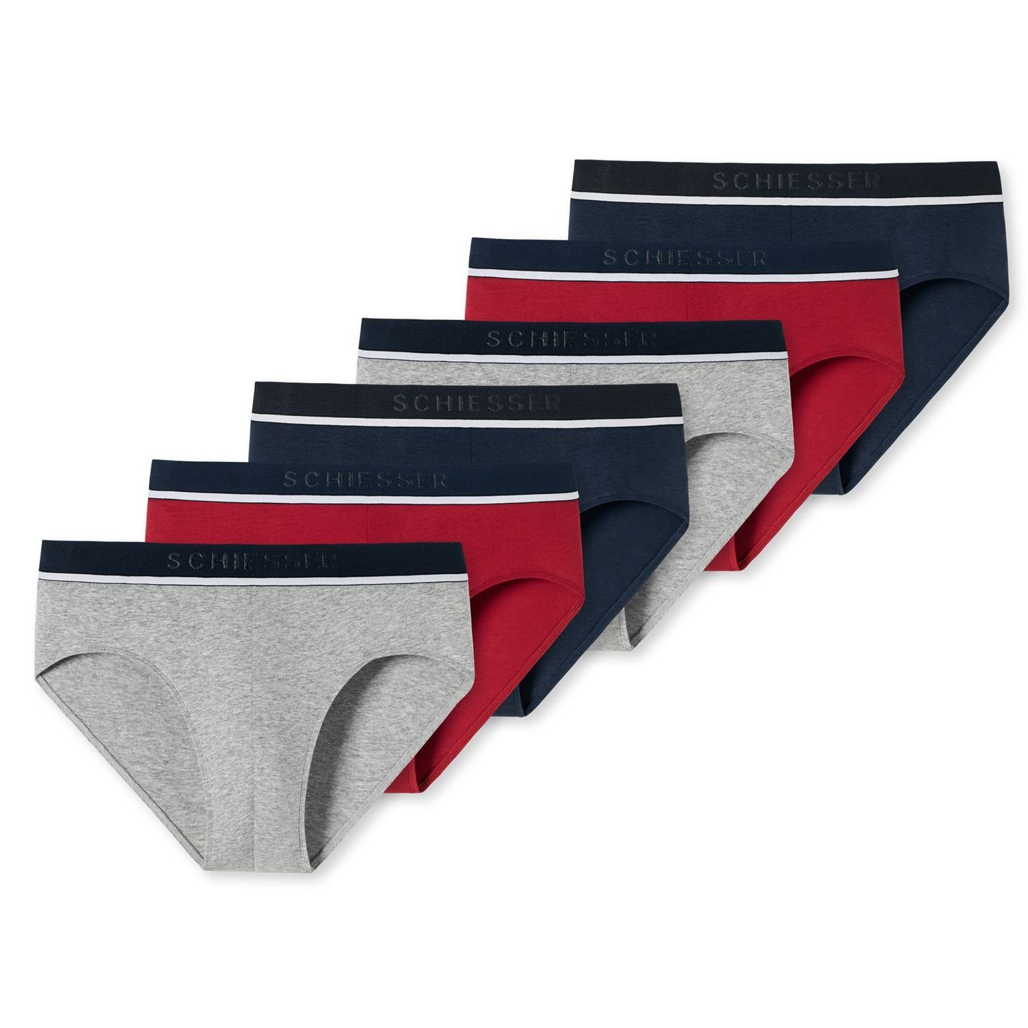 Schiesser Slip Organic Cotton (3-St) mit sportlichem Webgummibund 6 x farbig sortiert (Farbe 909)