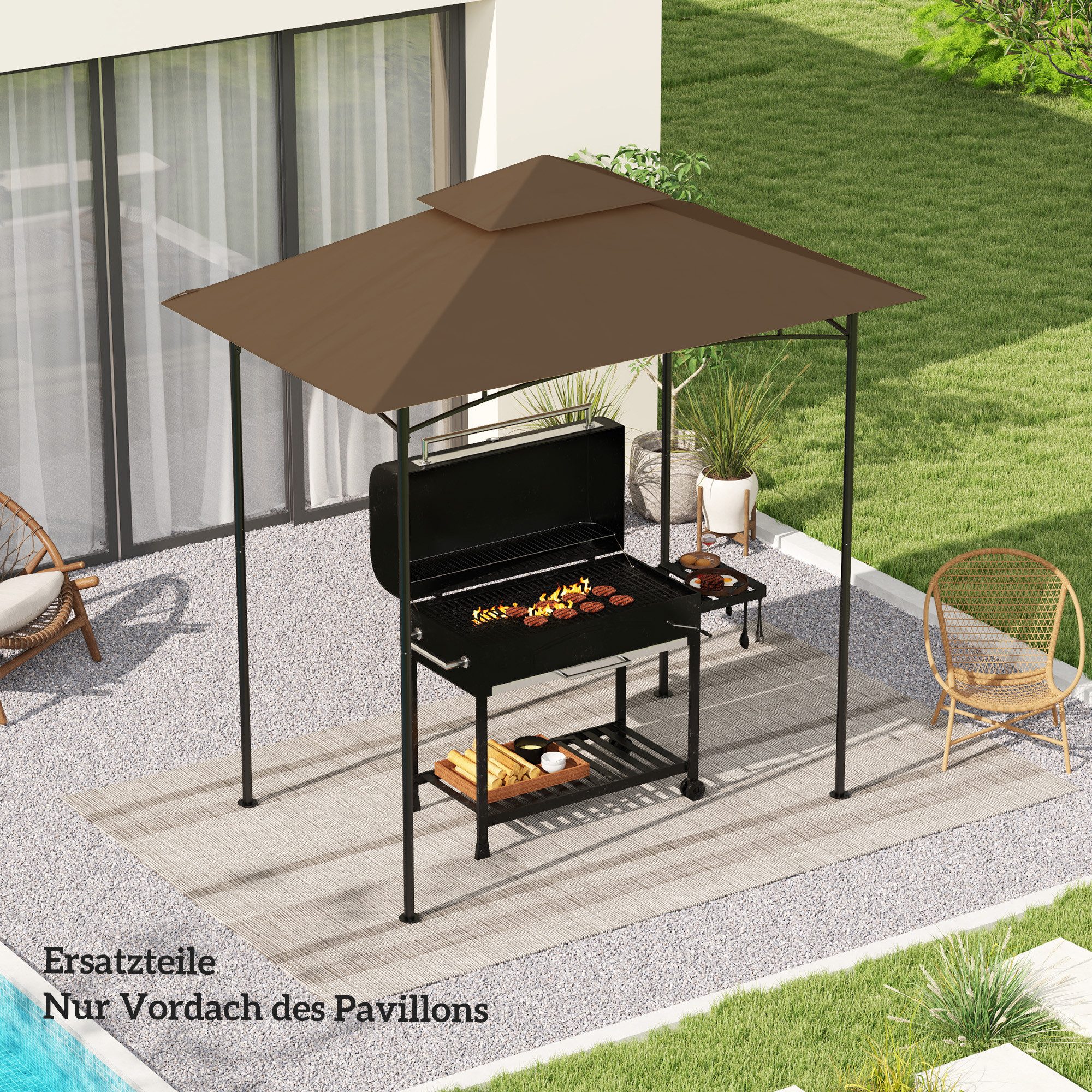 Thumbnail - Outsunny Pavillon-Ersatzdach nur Ersatzdach, doppelstöckig, wasserabweisend, 244 x 152 cm (Überdachung, Schutzabdeckung ...
