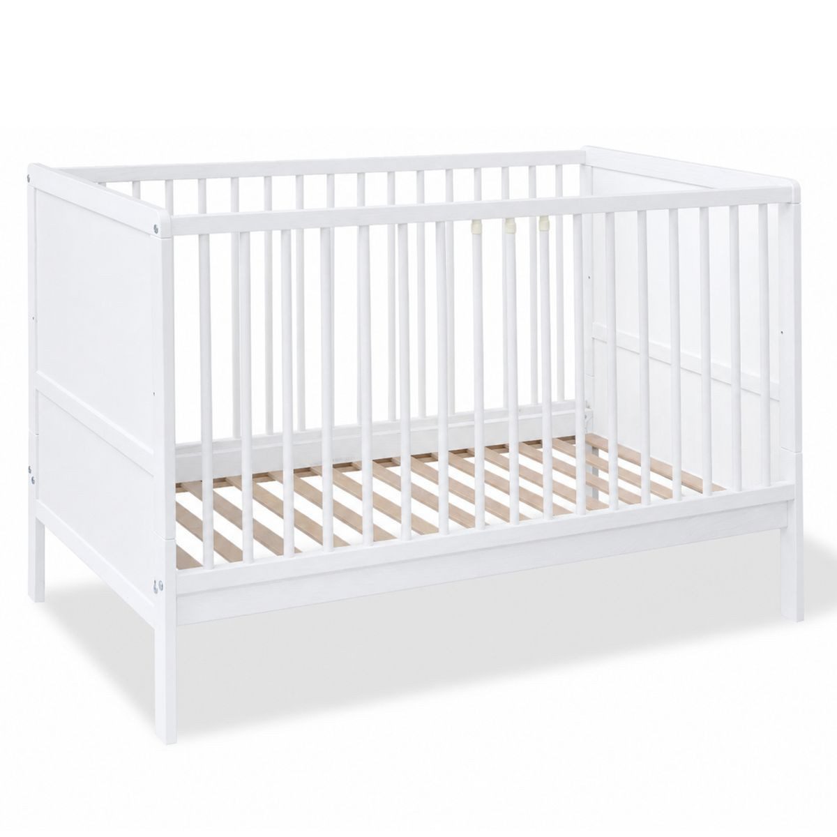 Pinolino® Babybett Carla Buche - Weiß, Kinderbett 70 x 140 cm höhenverstellbar mit Schlupfsprossen