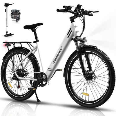 COLORWAY E-Bike 27,5 Zoll Elektrofahrrad 36V15Ah 7 Gang Heckmotor MTB 25km/h, 7 Gang Shimano, Kettenschaltung, Heckmotor, Elektrofahrrad für Damen und Herren 170 - 190 cm, innerhalb der StVZO