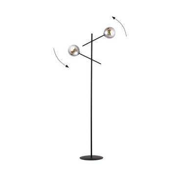 Licht-Erlebnisse Stehlampe MILAN, ohne Leuchtmittel, Rauchglas Metall 150 cm hoch Schwarz Graphit E14 2-flammig Modern