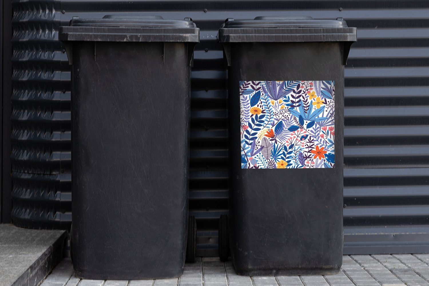 Container, Abfalbehälter MuchoWow St), Sommer Mülleimer-aufkleber, Weiß - (1 - Sticker, Mülltonne, Flora Wandsticker