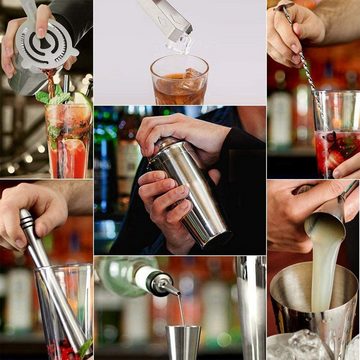 Vicbuy Cocktail Shaker 10er Cocktail-Set, 750ml Shaker mit Bambusständer, Edelstahl, Cocktail-Kit, Cocktail Mixer, für Bar, Hausparty, Geschenk