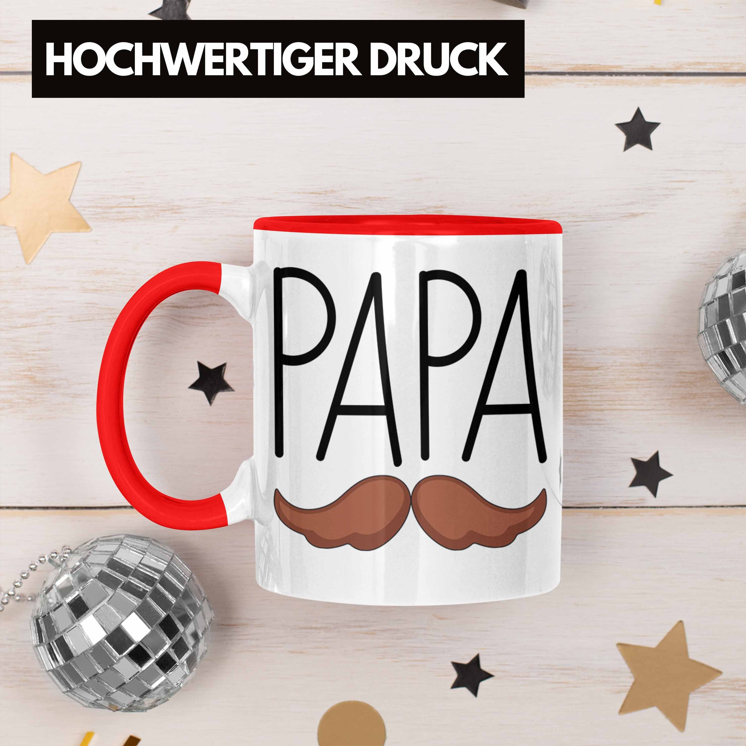 Trendation Geschenk Schnurrbart Papa Tasse Geschenkidee Tasse Vatertag Lustig Rot