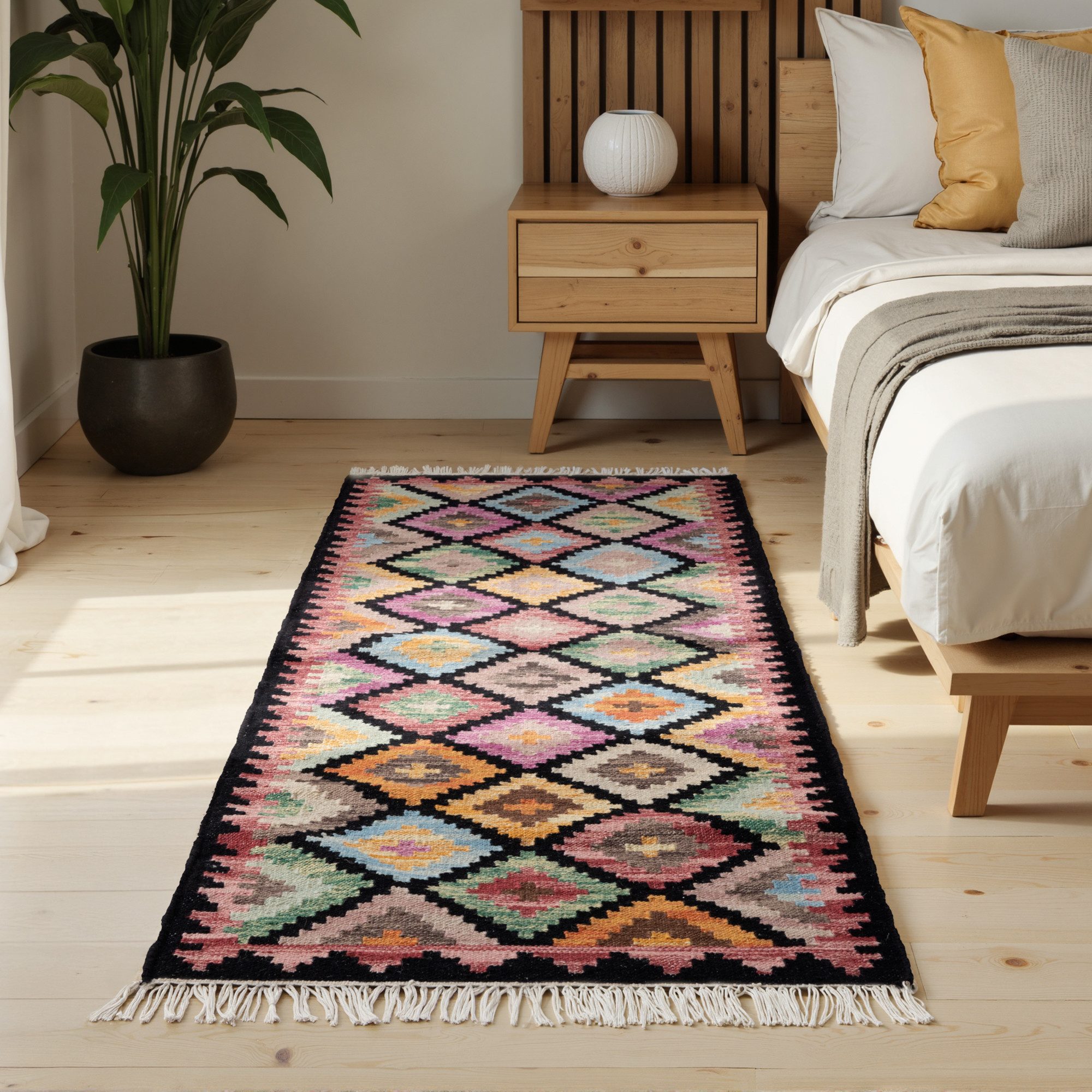 HANSE Home Teppich Kelim Zara, rechteckig, Höhe: 3 mm, Wolle, Baumwolle, Natur, Handgewebt, orientalisch, Boho, traditionell
