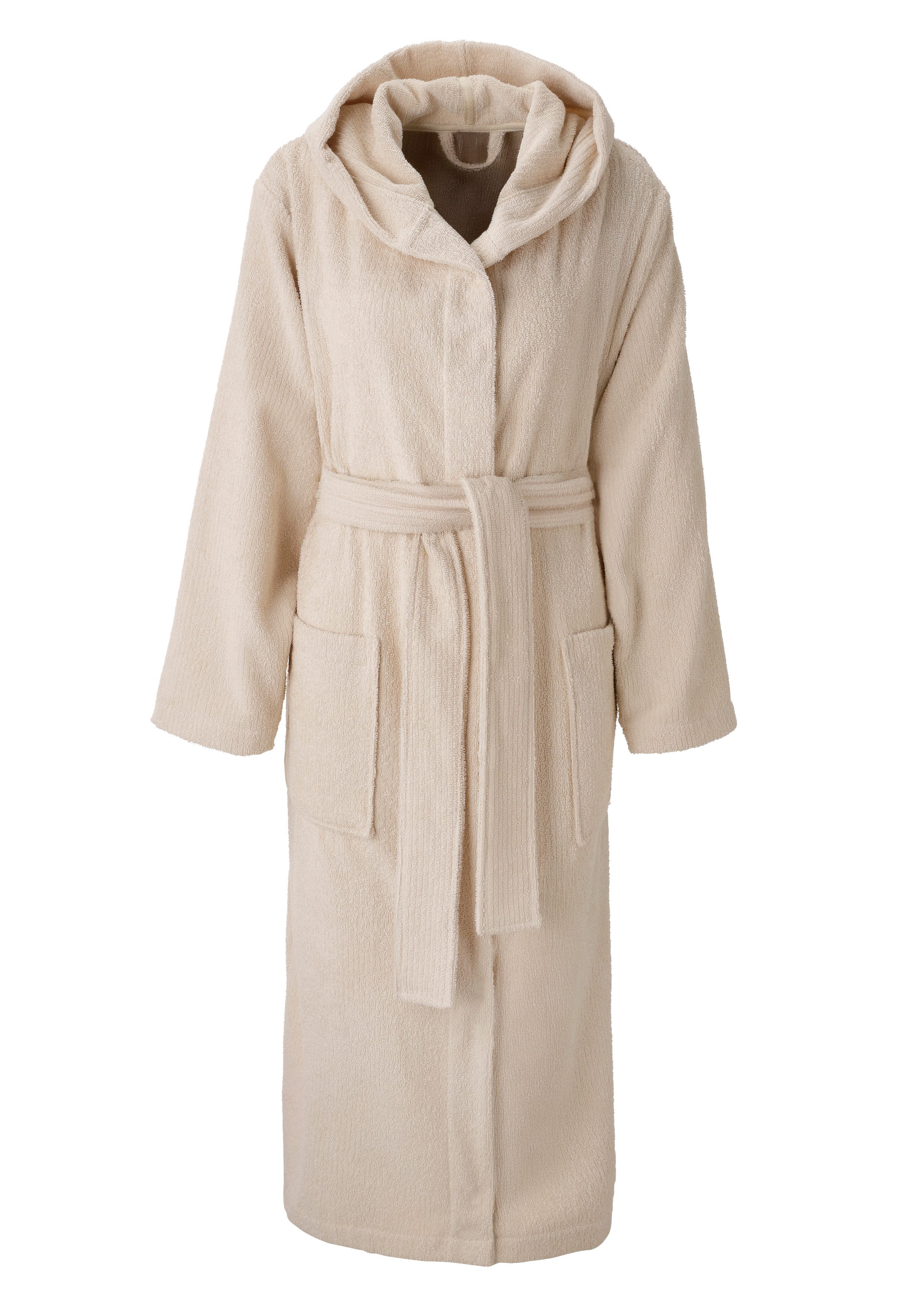 OTTO home Unisex-Bademantel Riva, für Damen & Herren, Standard & Premium Qualität, Langform, Walkfrottee, Kapuze, Gürtel, 100 % Baumwolle, Reise, Hotel, Sauna, XS-3XL
