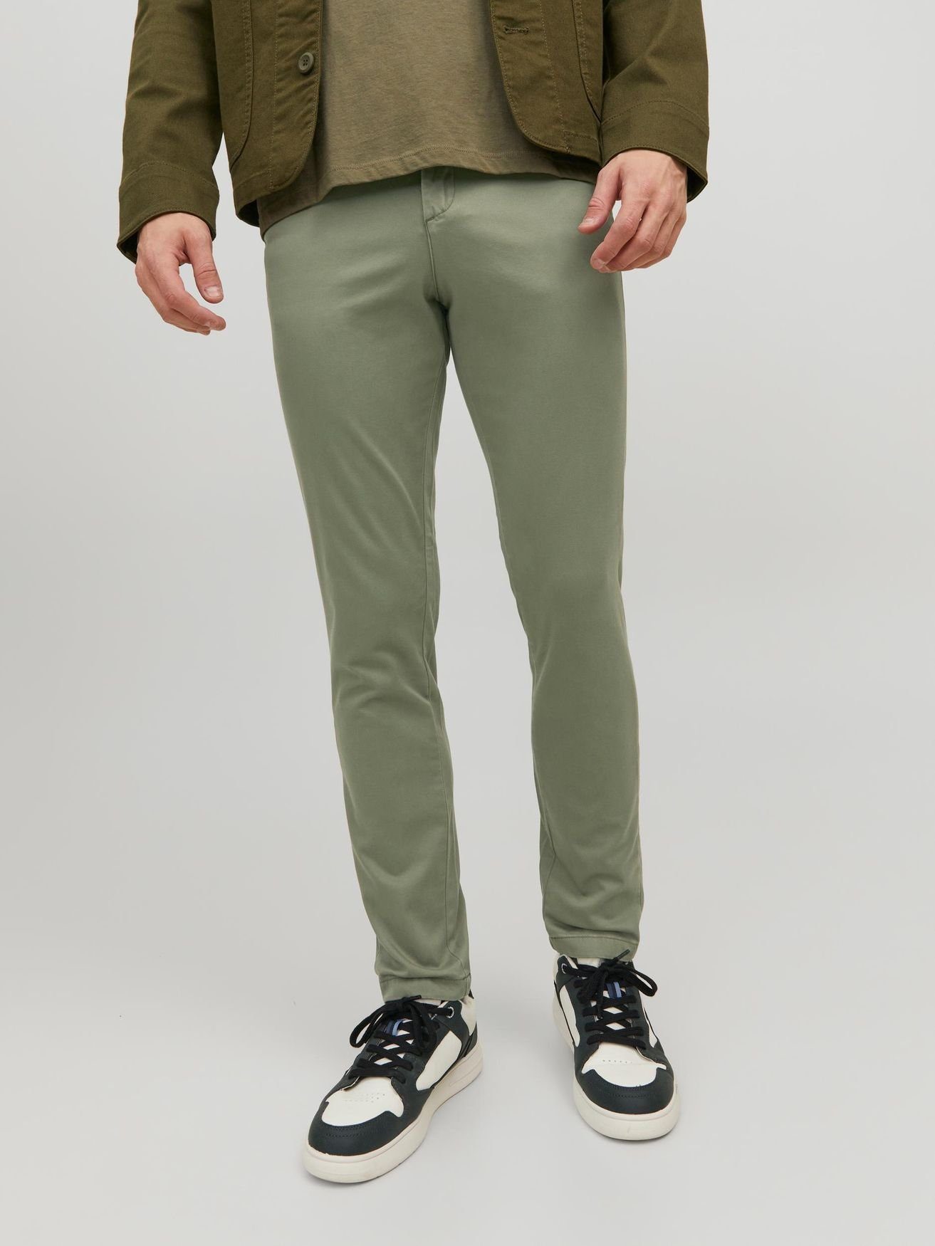 Jack & Jones Chinohose Chino Hose Stretch Pants Slim Fit JPSTMARCO JJBOWIE 5121 in Grün