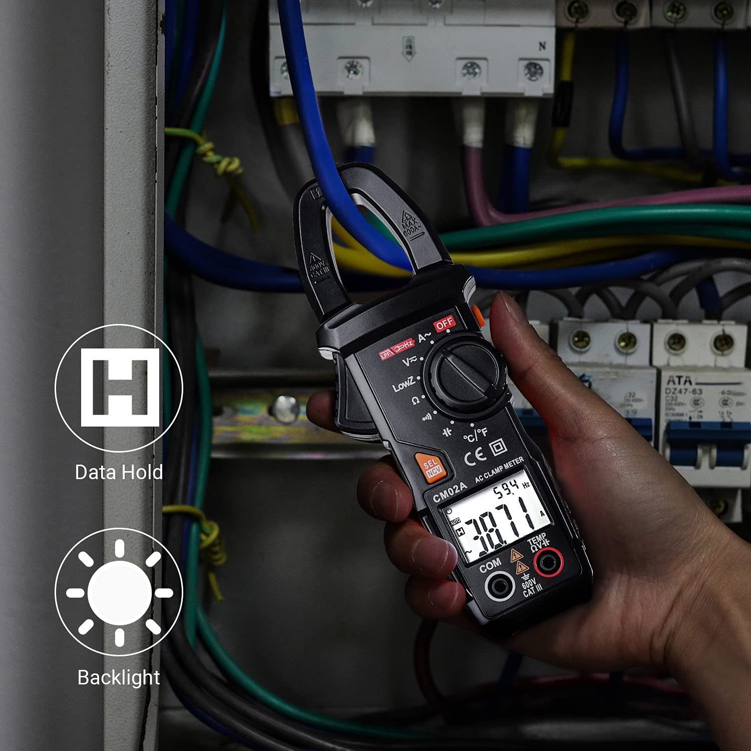 TACKLIFE Multimeter, Digital Zange Multimeter Spannungsprüfer 600A TRMS 6000 Counts NCV