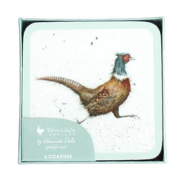 Wrendale Glasuntersetzer Wrendale Designs 6-teiliges Glas-Untersetzer-Set Country-Side Tiere, Zubehör für Trinkgefäße, Set, 6-tlg., mit feuchtem Lappen abwischbar
