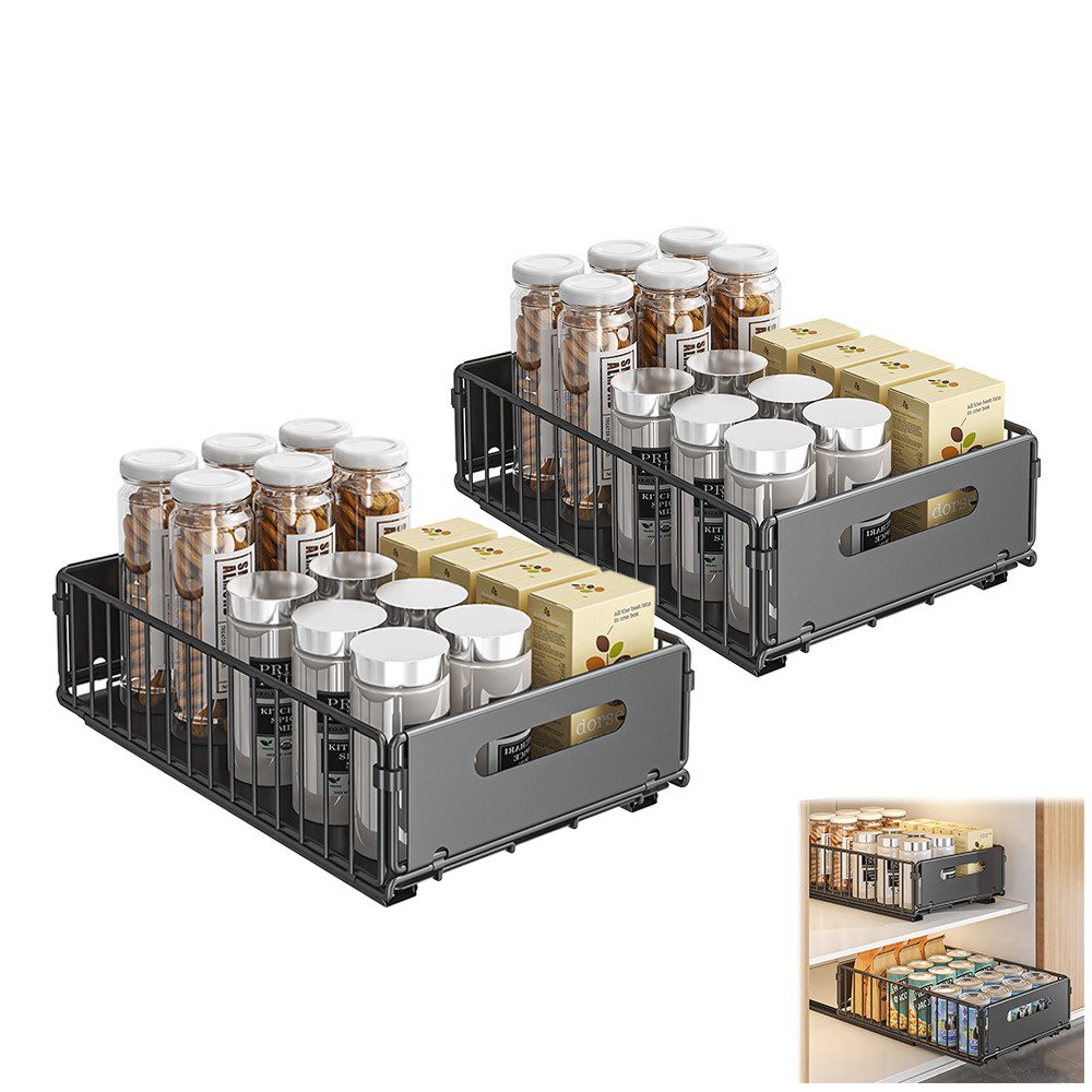 NUODWELL Schubkasteneinsatz 2 Stück Teleskopschublade, Ausziehbarer Schrank Organizer, Ohne Bohren