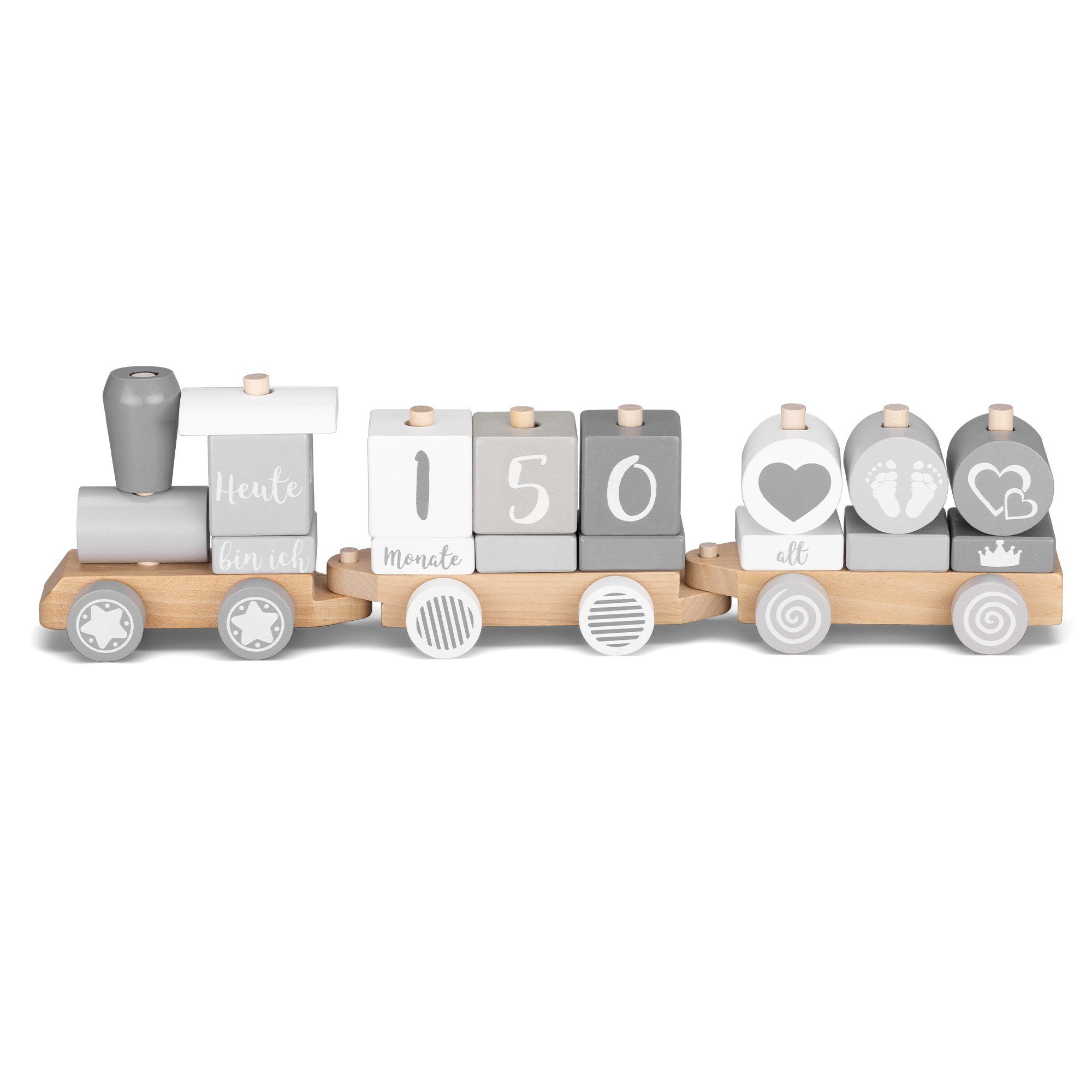 Navaris Spielzeugeisenbahn-Lokomotive Holz Eisenbahn Holzzug für Kinder, Zug mit Buchstaben Zahlen, (1-tlg)