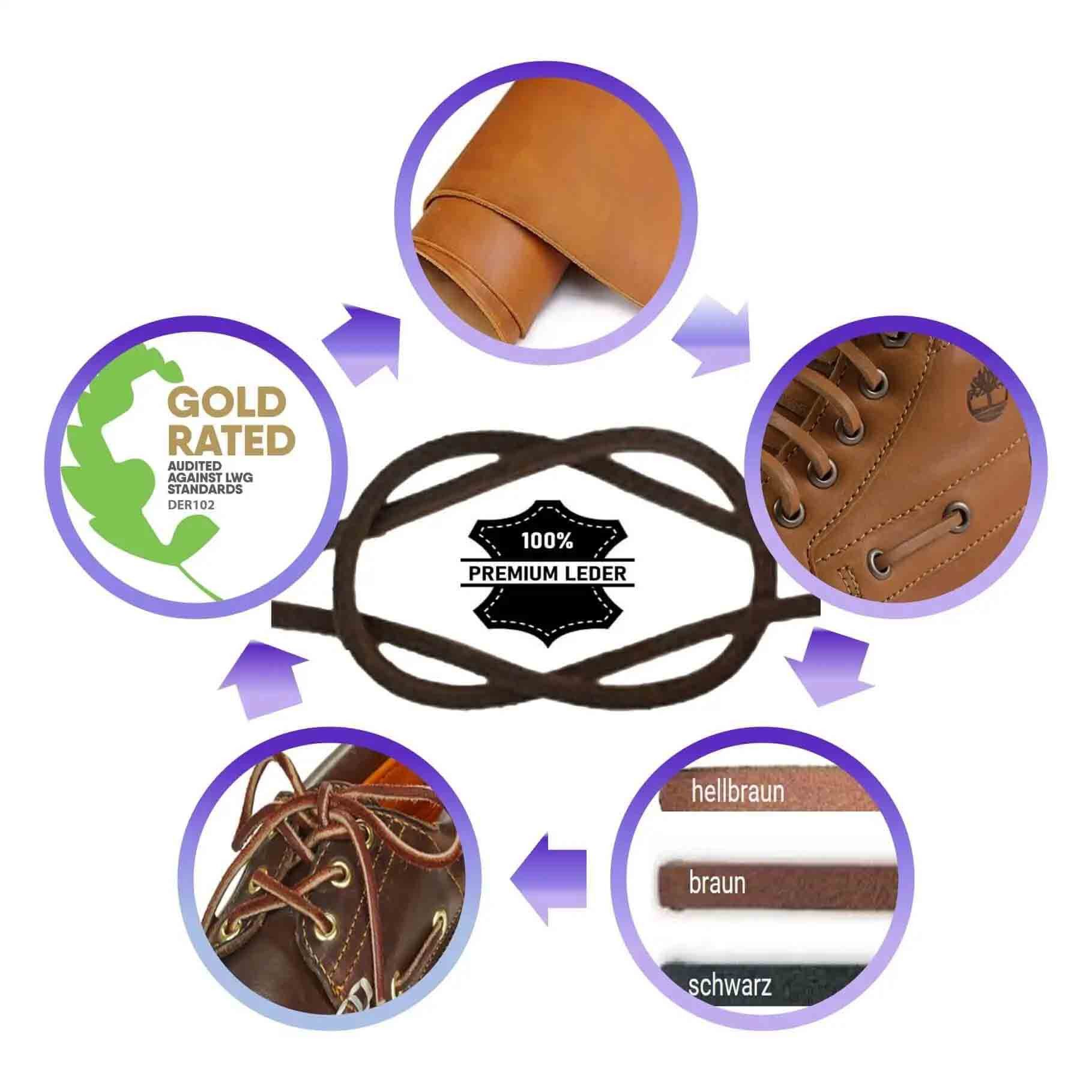 Schnürsenkel Premium Lederschnürsenkel Vierkant für Mokassins günstig online kaufen