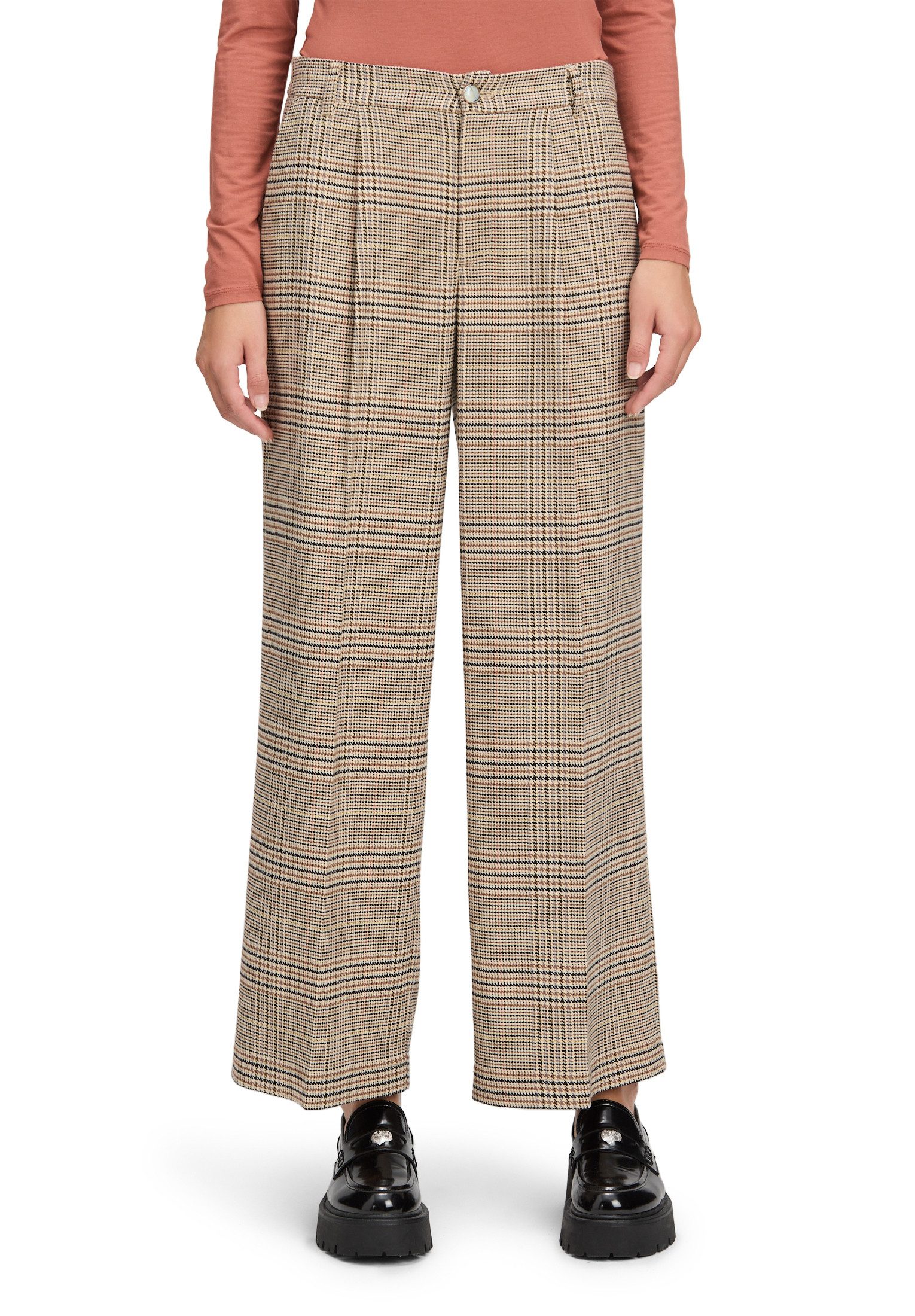 Cartoon Bundfaltenhose Damen Karo-Hose mit Bundfalten günstig online kaufen