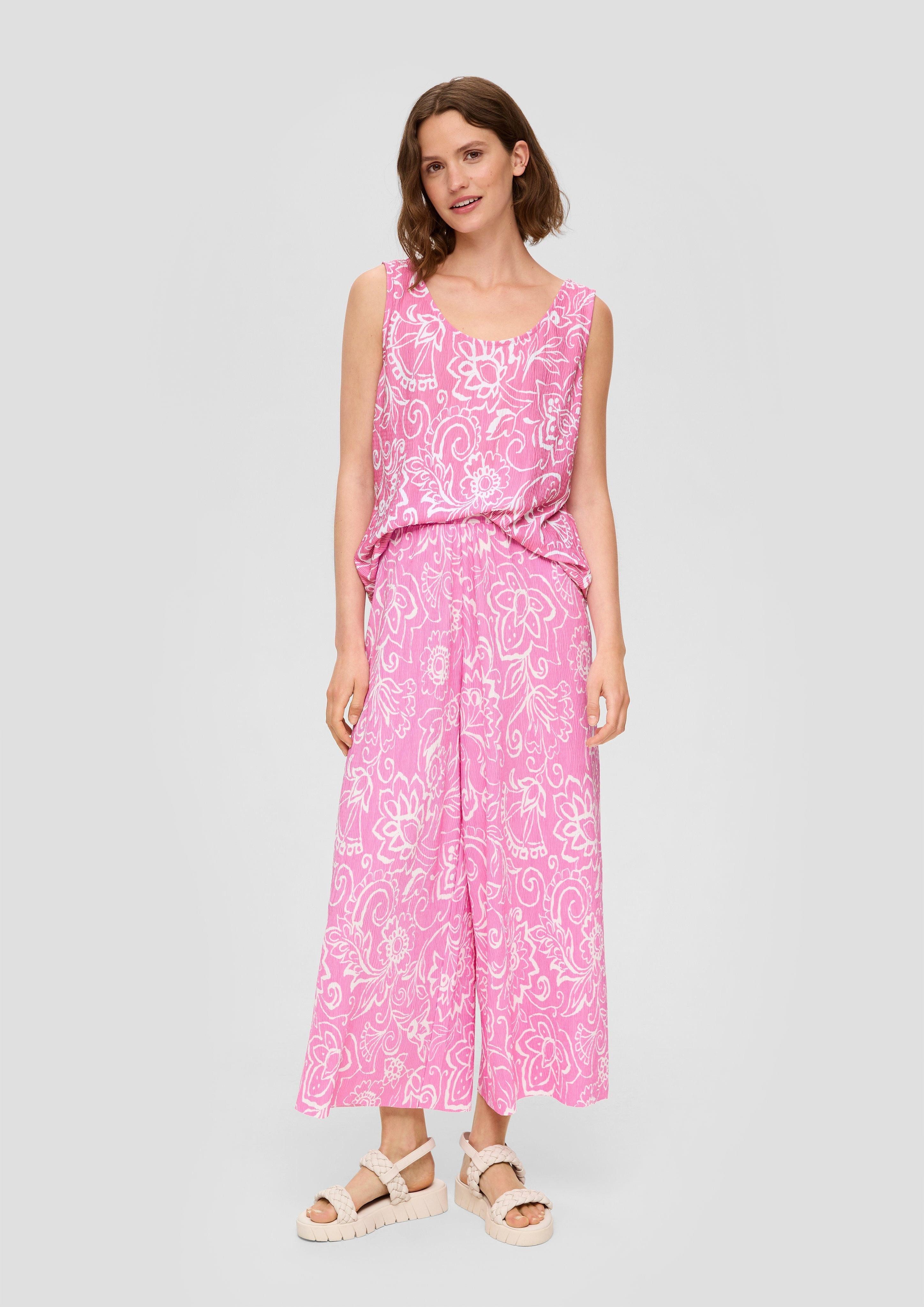 s.Oliver 7/8-Hose Plissierte Wide-Leg-Hose mit Elastikbund günstig online kaufen