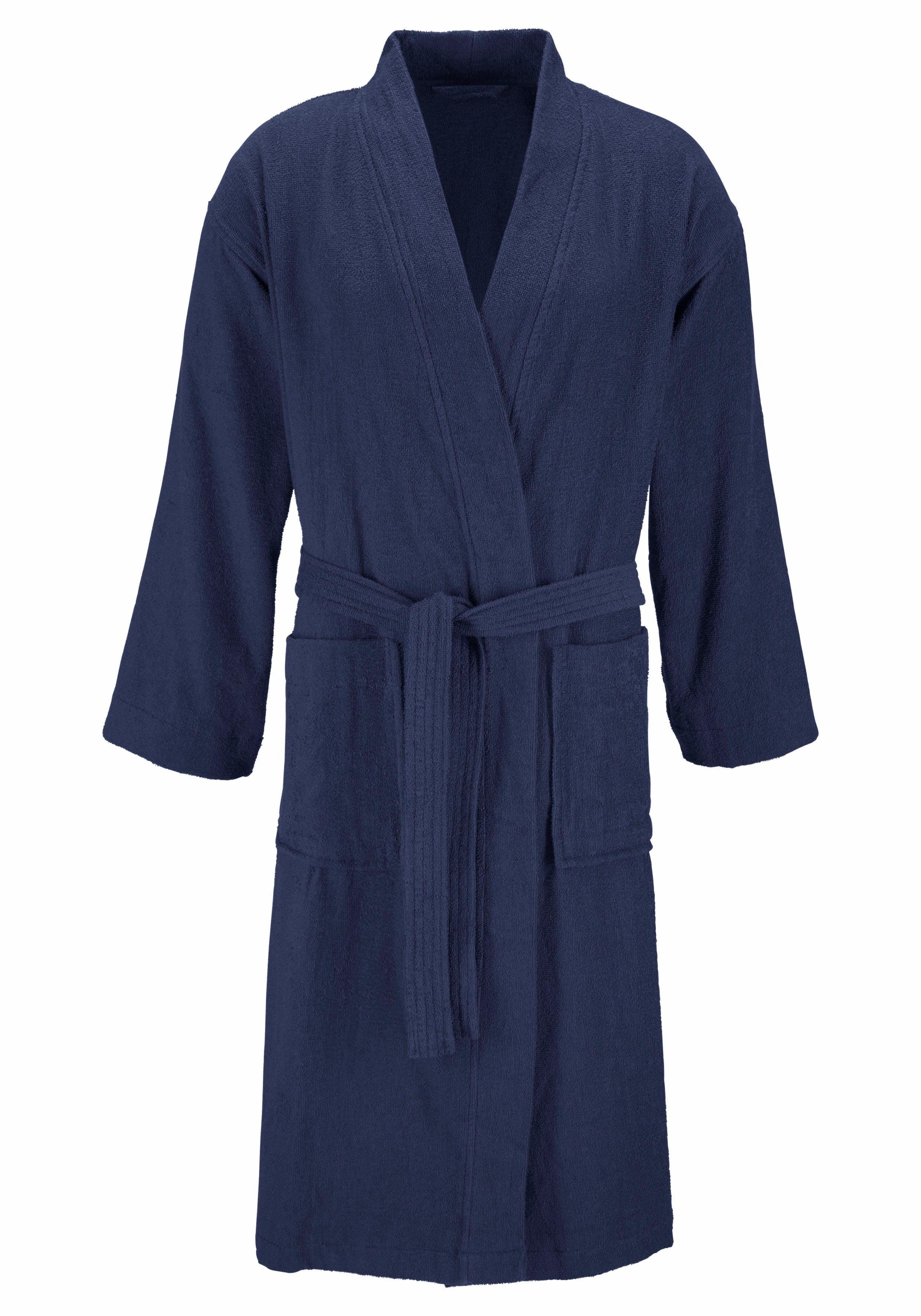 OTTO home Unisex-Bademantel Travel, ideal für Sauna & Spa, Hotelbademantel, Morgenmantel, Langform, Leichtfrottee, Kimono-Kragen, Gürtel, für Damen & Herren, le – Bild 2 von 5