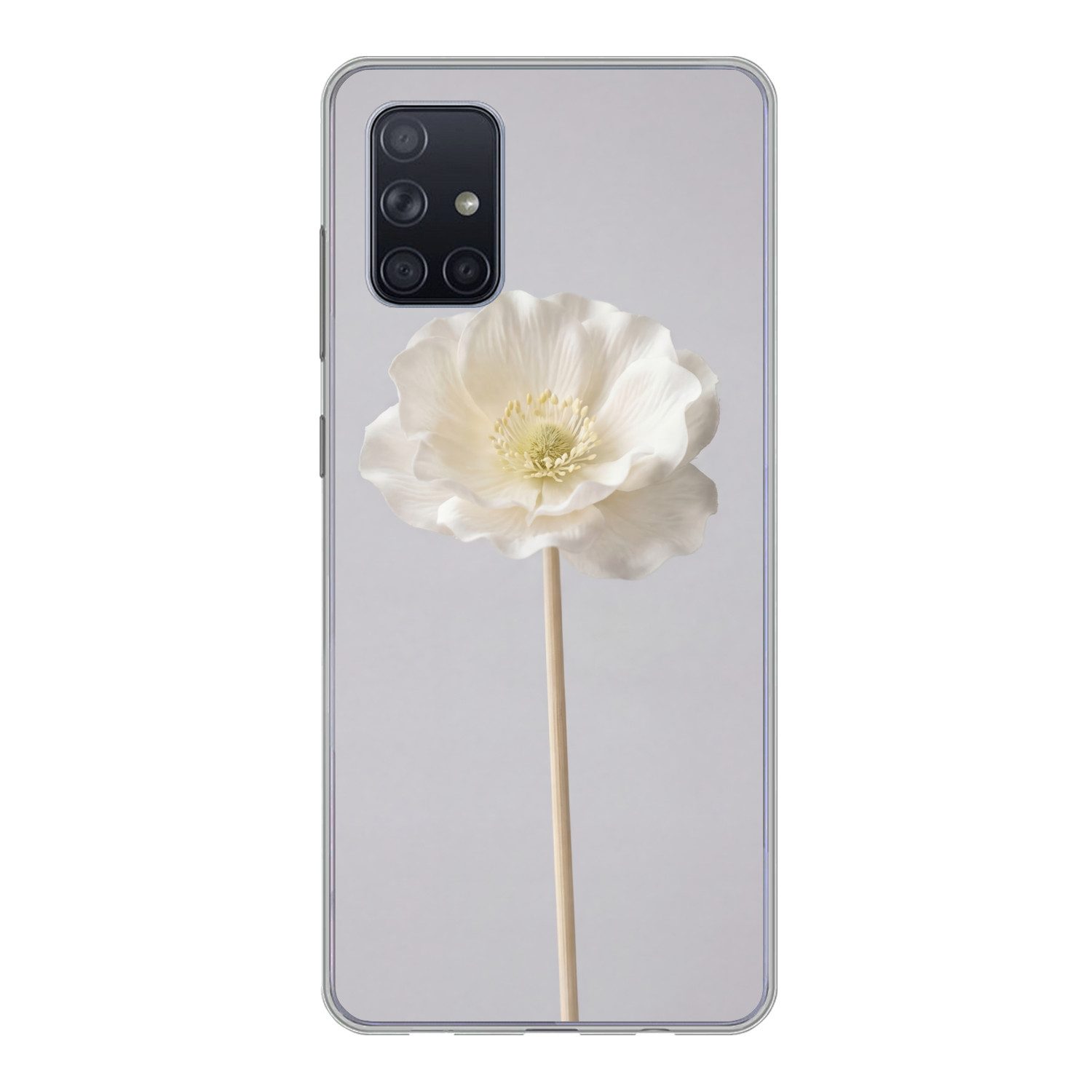 MuchoWow Handyhülle für Samsung Galaxy A51 Blume - Minimalistisch -Weiß, Smartphone-Bumper, Print, Handy Schutzhülle Dünn