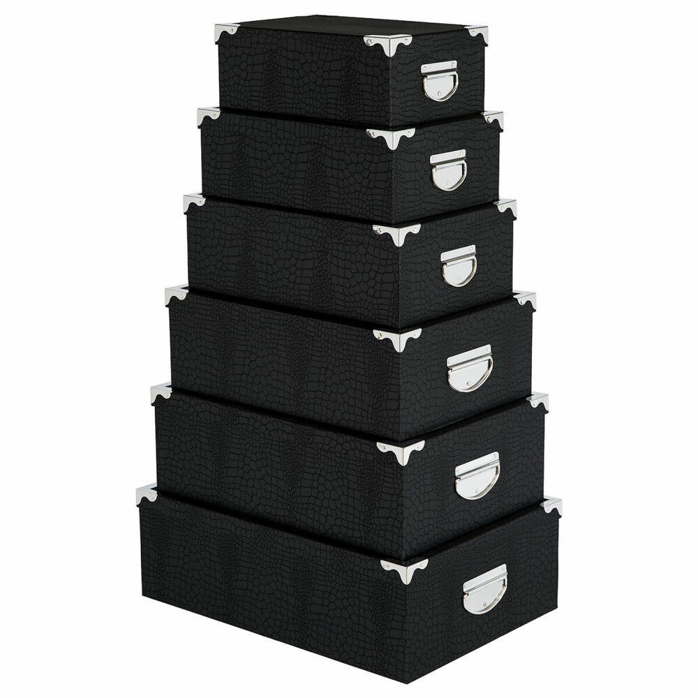 5five Simply Smart Aufbewahrungsbox Boxset Kroko 6-tlg. (Set, 6 St), stoßfeste Metall-Ecken