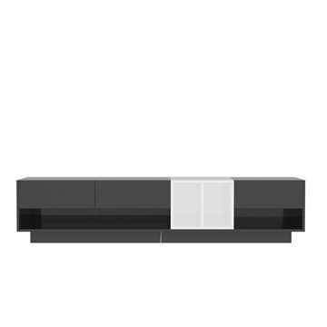 IDEASY TV-Schrank TV-Schrank mit geschlossenem Boden, schwarz-weißem Colour-Blocking (190 x 40 x 42cm Passend für Fernseher bis 80 Zoll) offenen Fächern und Schubladen zur Aufbewahrung