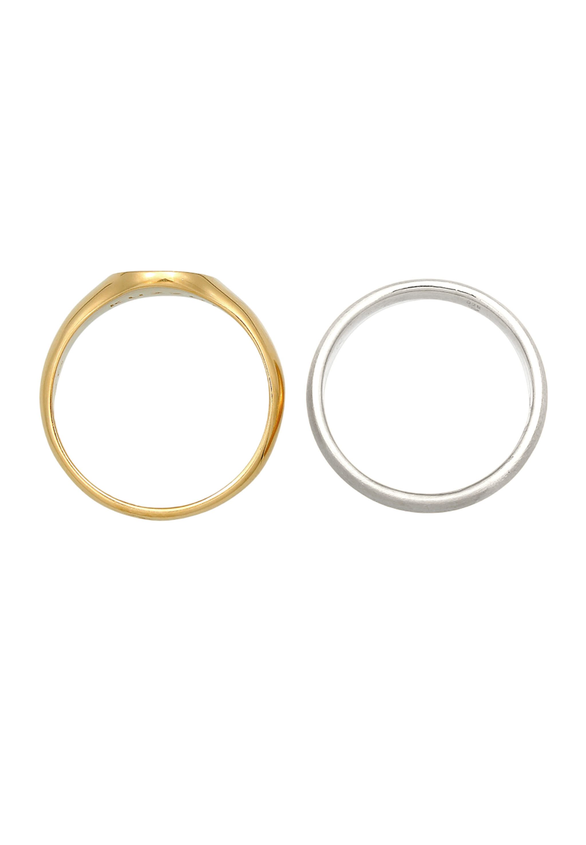 Kuzzoi Siegelring Herren Siegelring Basic Bandring 2er Set 925 Silber