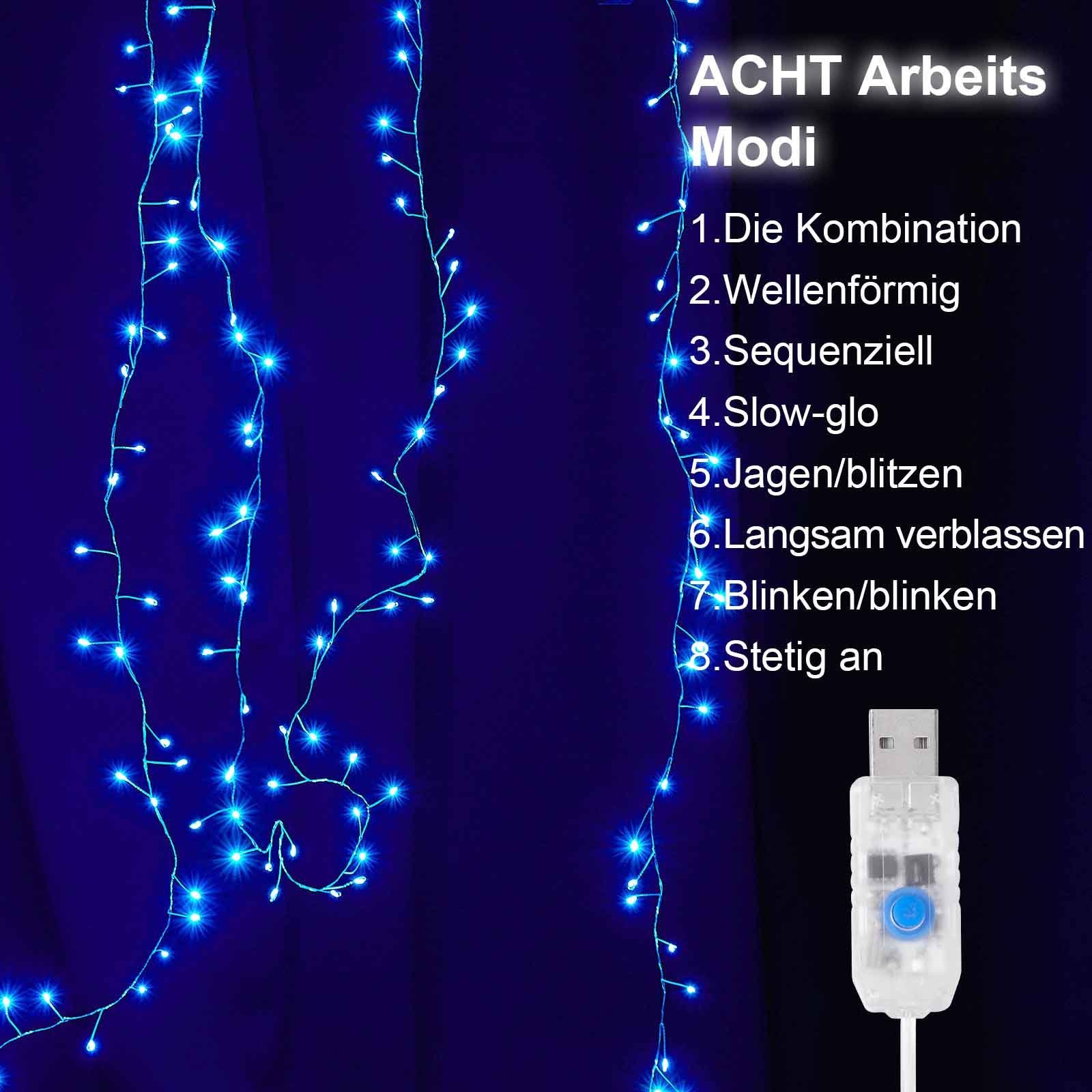 Fernbedienung, Hochzeit Fest Blau Garten für Party, LED-Lichterkette Deko Weihnachten dimmbar, Rosnek 3M/6M, Timer, USB, wasserdicht,