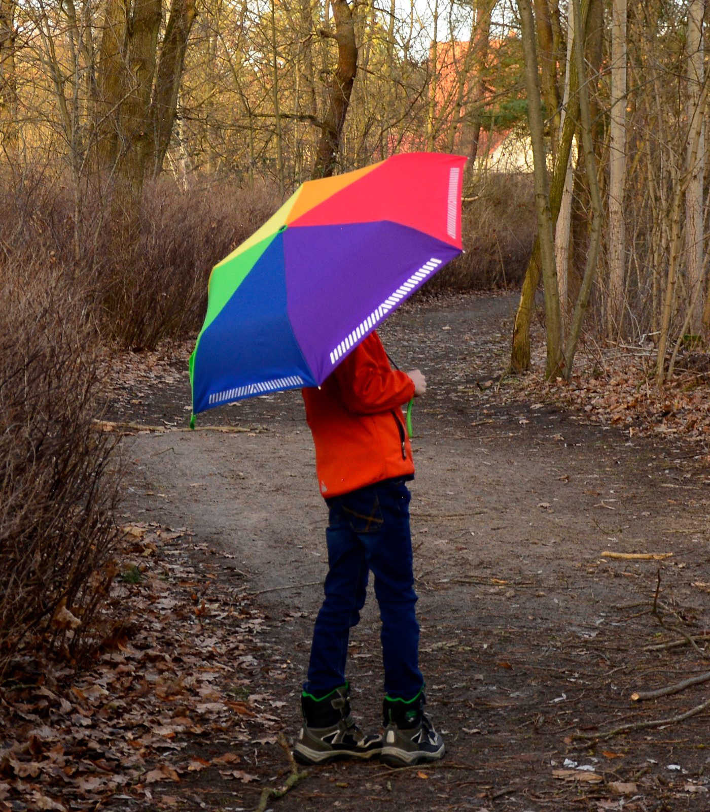 iX-brella Taschenregenschirm für Kinder Safety Reflex - reflektierende Streifen, manueller Öffnungsmechanismus, in vielen Farben