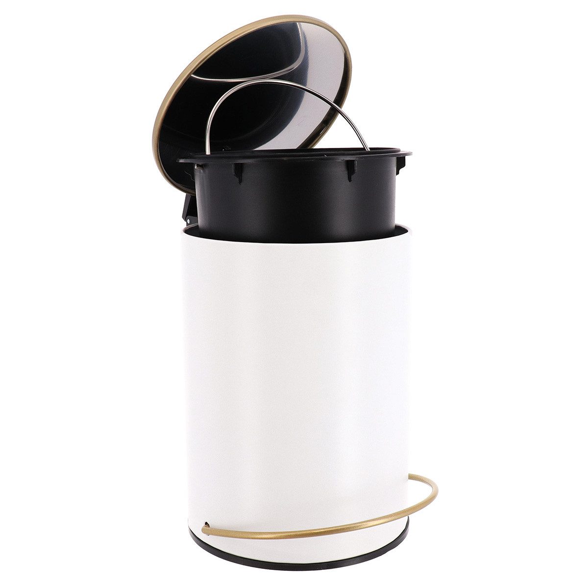 TENDANCE Kosmetikeimer Mülleimer gold 3L mit Pedal,Soft-Close, geräuschloser Deckel Arusha