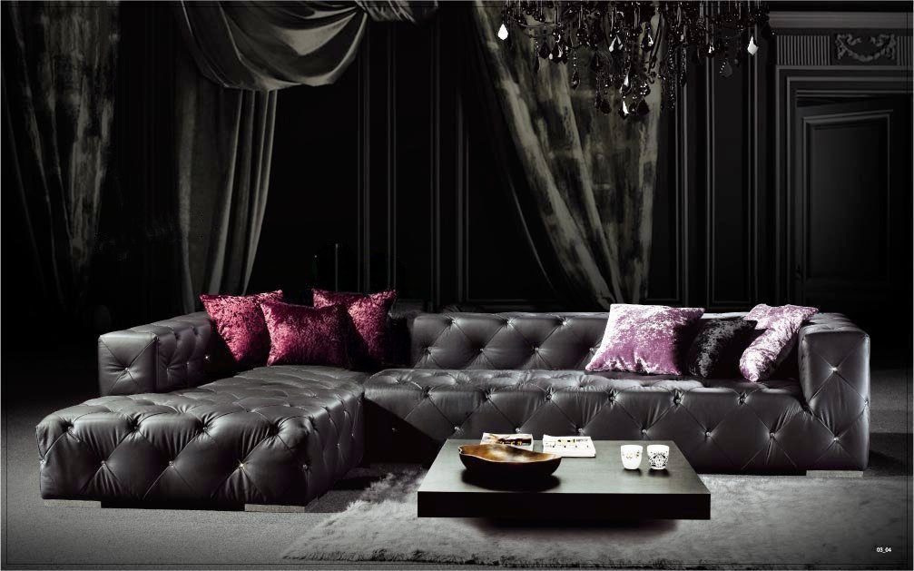 Xlmoebel Chesterfield-Sofa Luxus Ledersofa in Schwarz mit Chesterfield-Design, Hergestellt in Europa