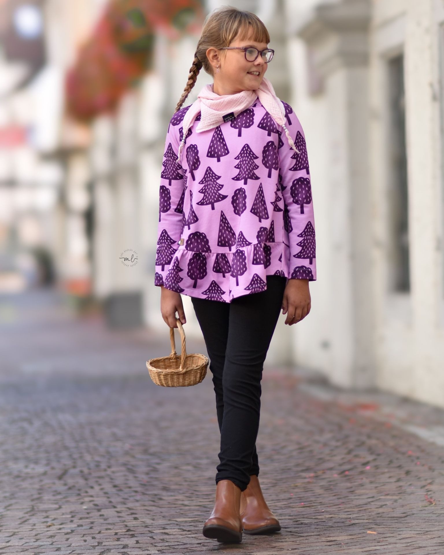 Leylas Welt Stoff Stoff French Terry Bäume 150 cm WB Eigenproduktion Katzengold, Reaktivdruck