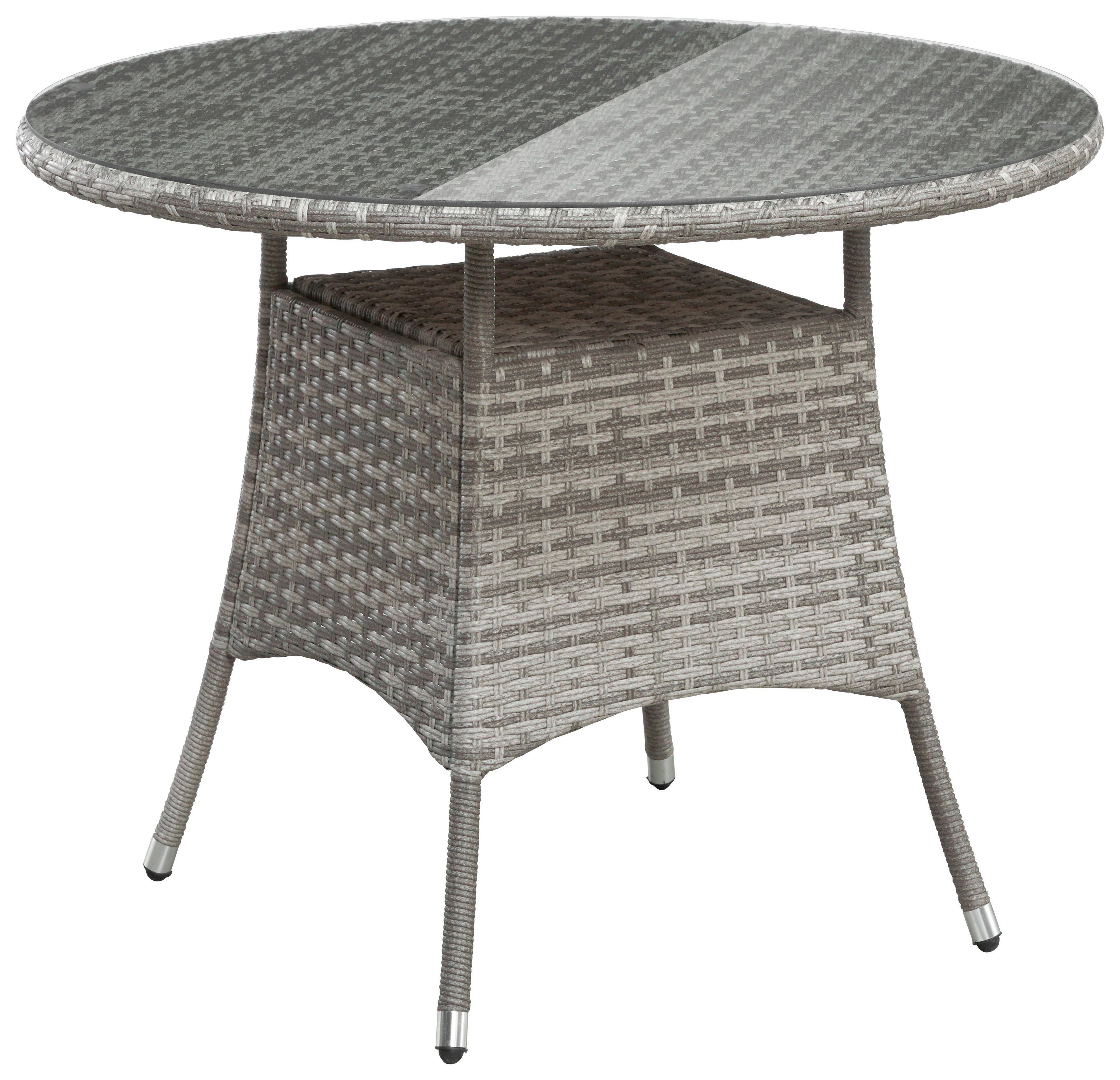 KONIFERA 4 (9-tlg), Garten-Essgruppe Tisch 100 Belluno, Polyrattan Sessel, cm, Ø