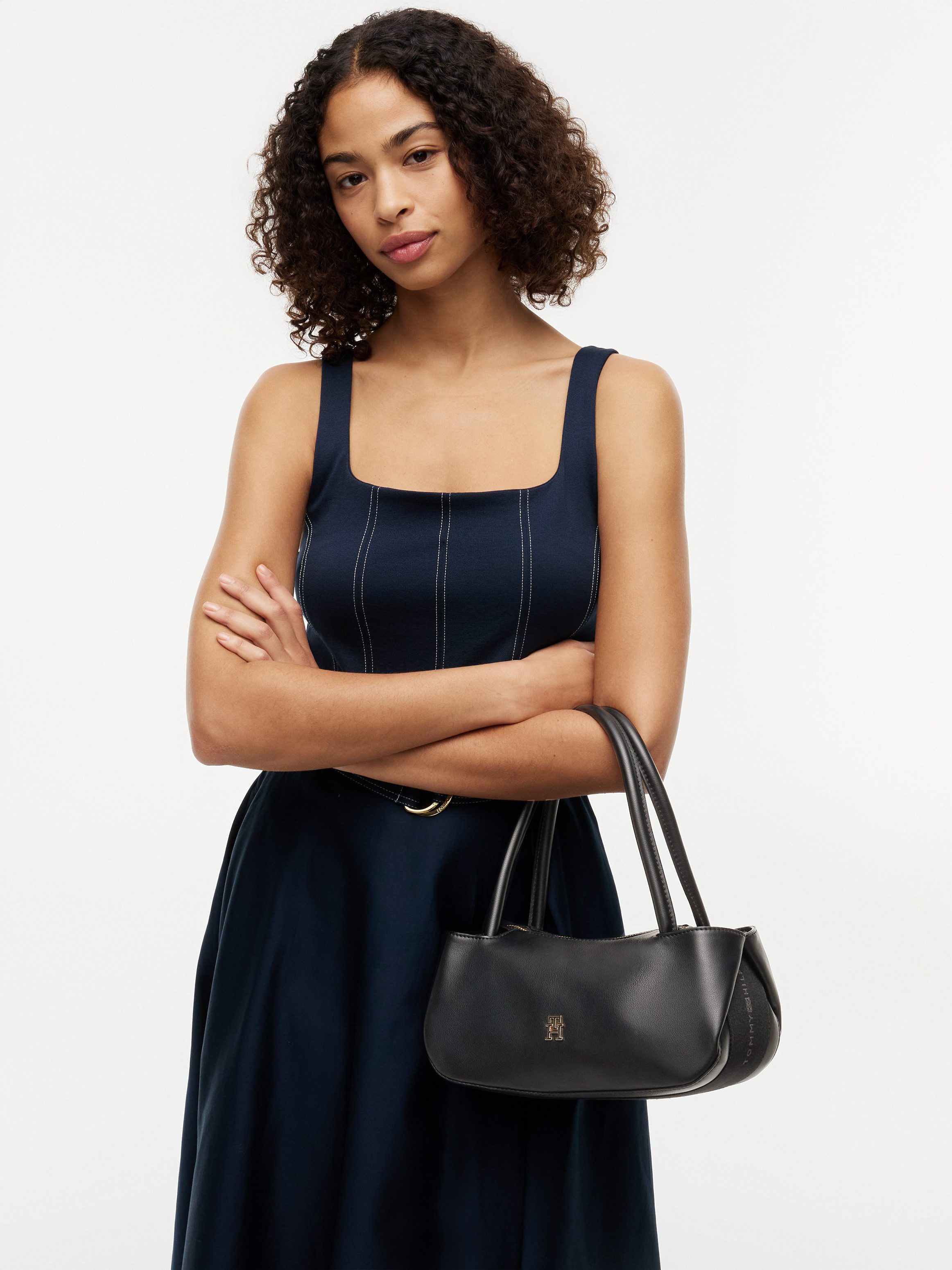 Tommy Hilfiger Henkeltasche TH LOGOTAPE SHOULDER BAG, Damen Handtasche mit doppeltem Tragegriff