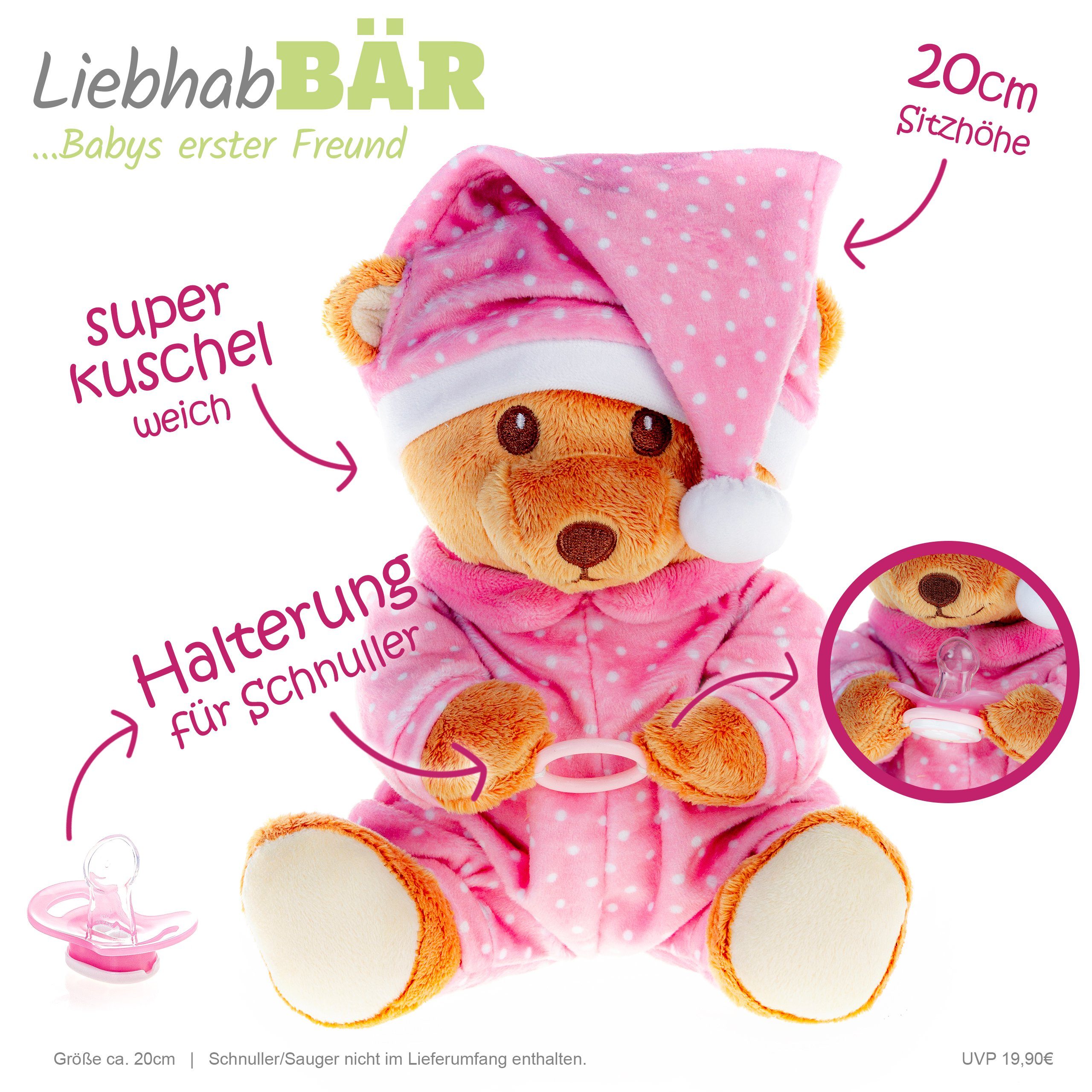 Timfanie Windeln & Wow, Windeltorte mit LiebhabBÄR, rosa, 0-5 Monate (28-St., /Set: Premium Pampers + Kuscheltier + wertige Accessoires), Geschenk zur Geburt &  – Bild 4 von 5