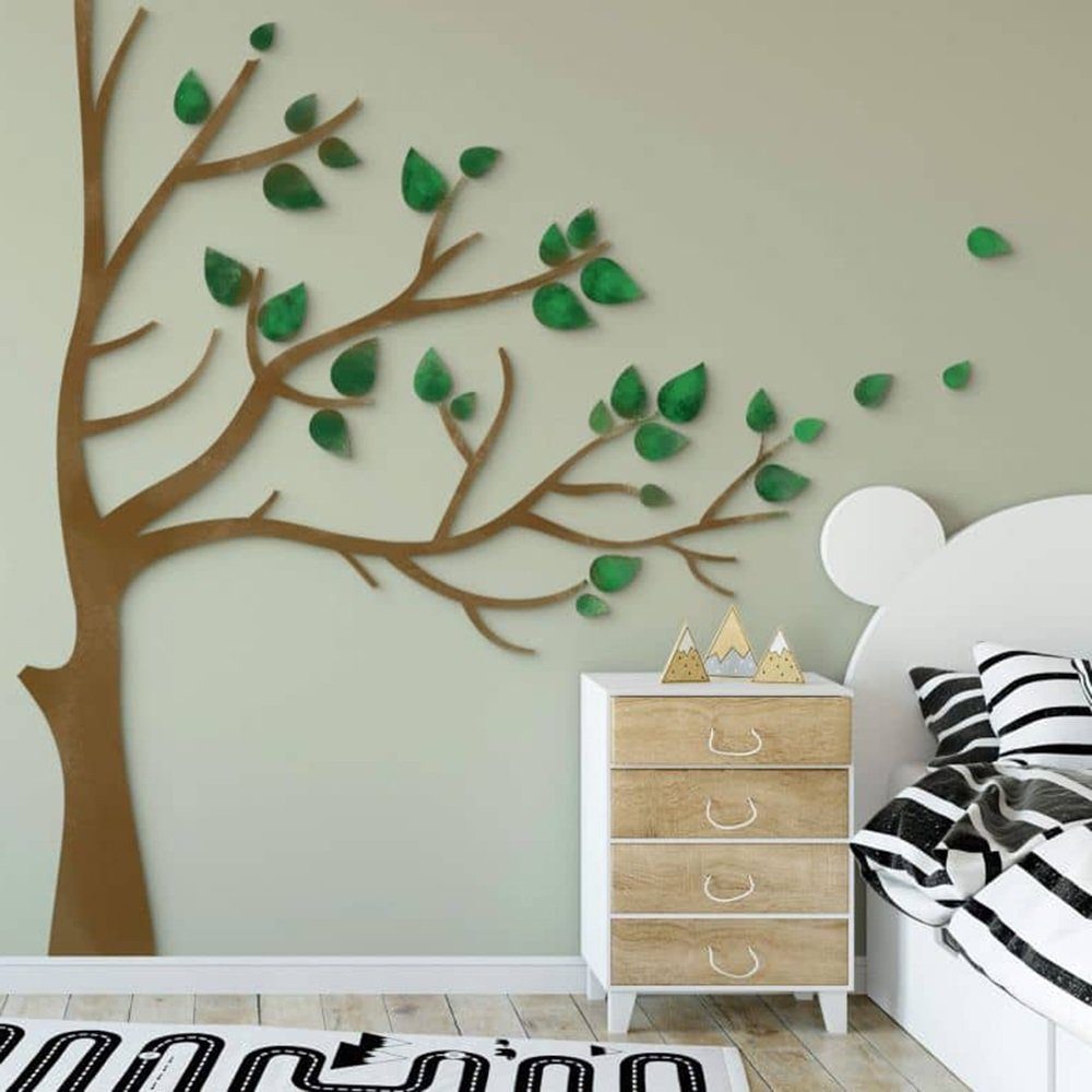 XXL Wandbild Kinderzimmer Lebensbaum Holz Lebens, Boho Natur des mehrteilig), K&L Baum Deko (Holzposter Art Holzbild Wall