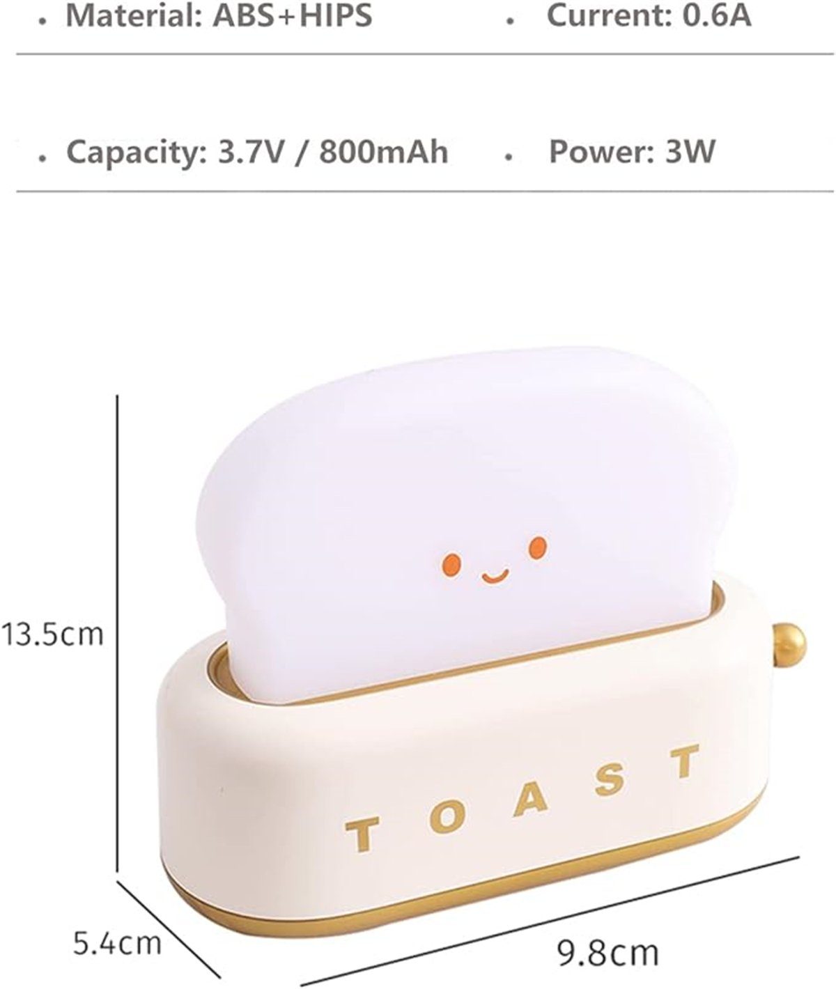 K&B LED Nachtlicht Toaster LED-Nachtlicht, mit Gelb dimmbar Timer-Funktion wiederaufladbar